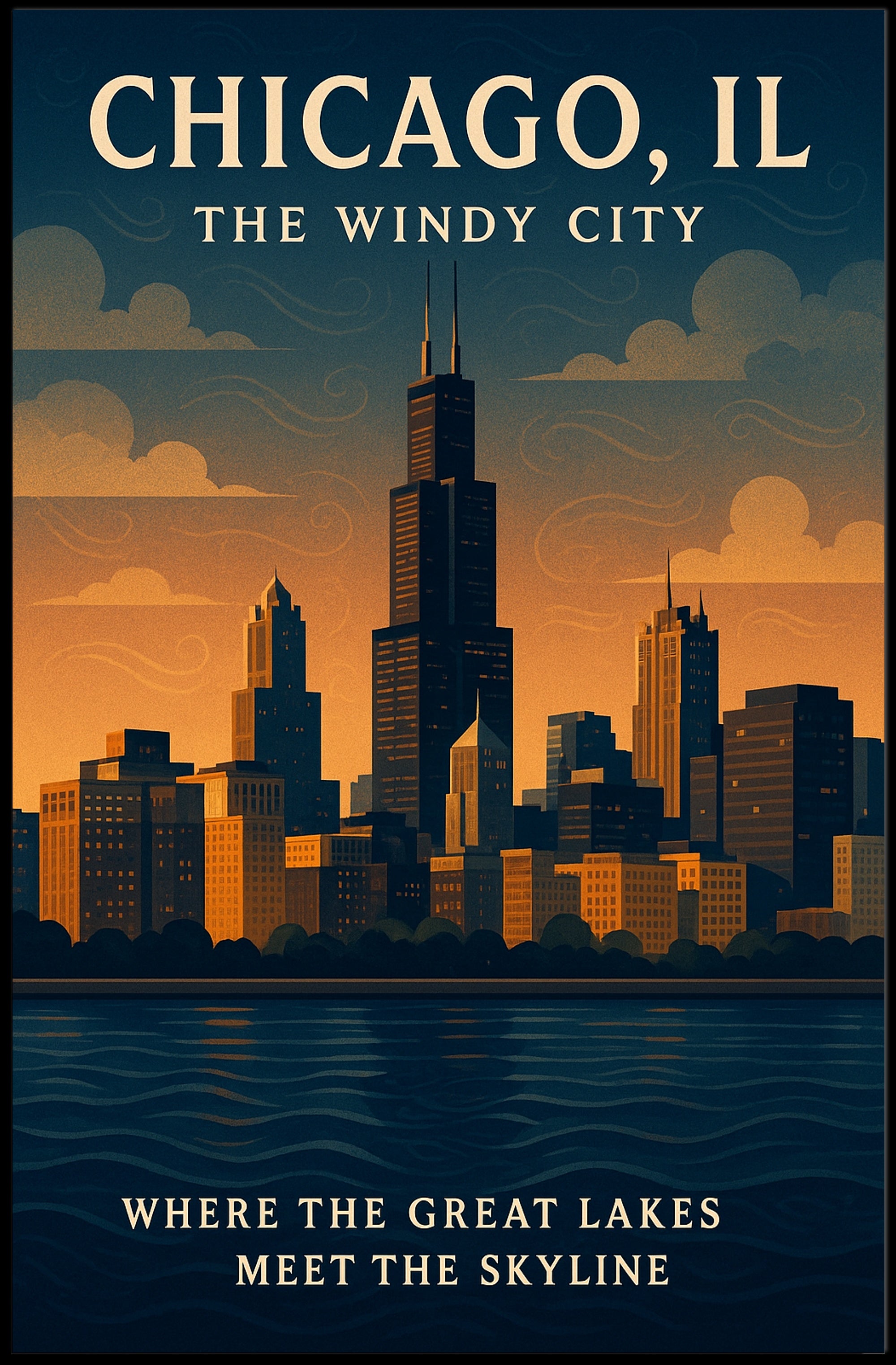 Chicago The Windy City Poster PosterGoat