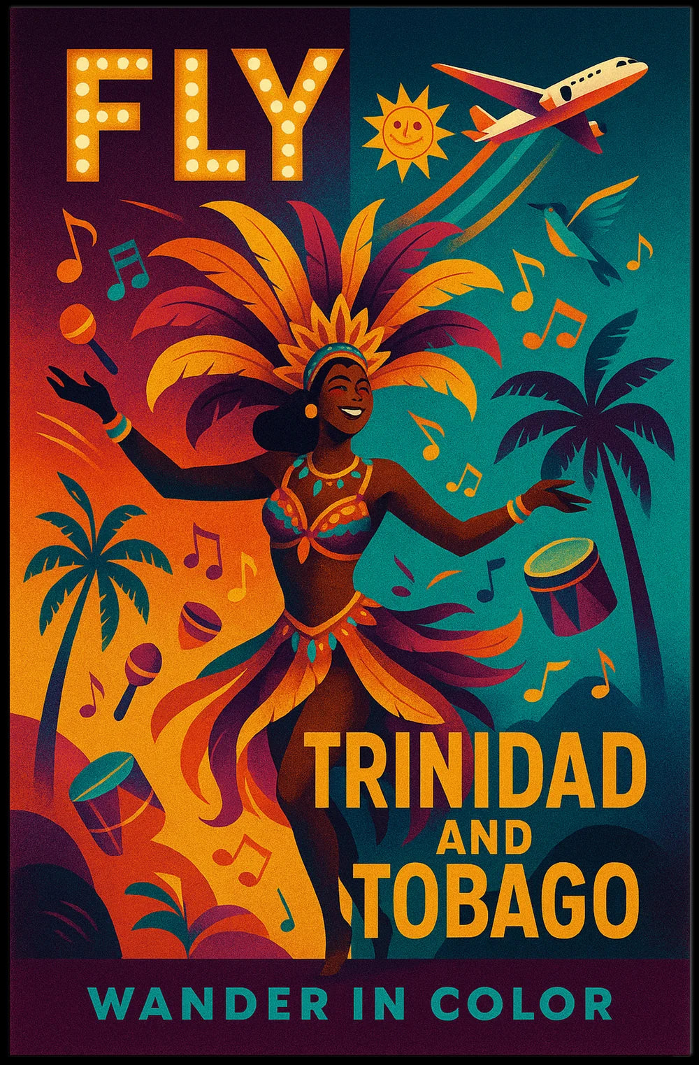 Wander in Color Vibrant Caribbean Travel Poster PosterGoat