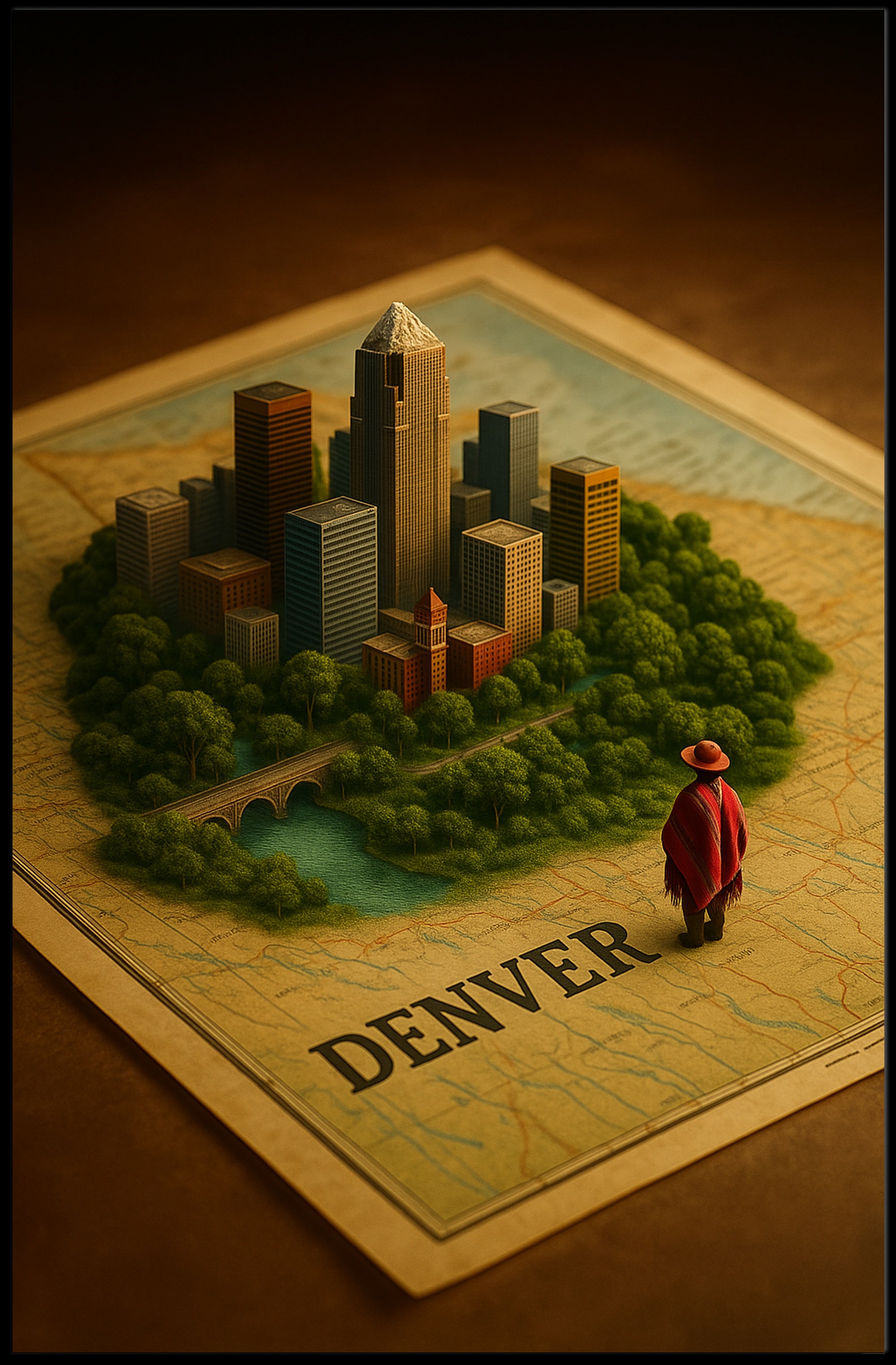 Denver Miniature Cityscape Poster Wall Art Print