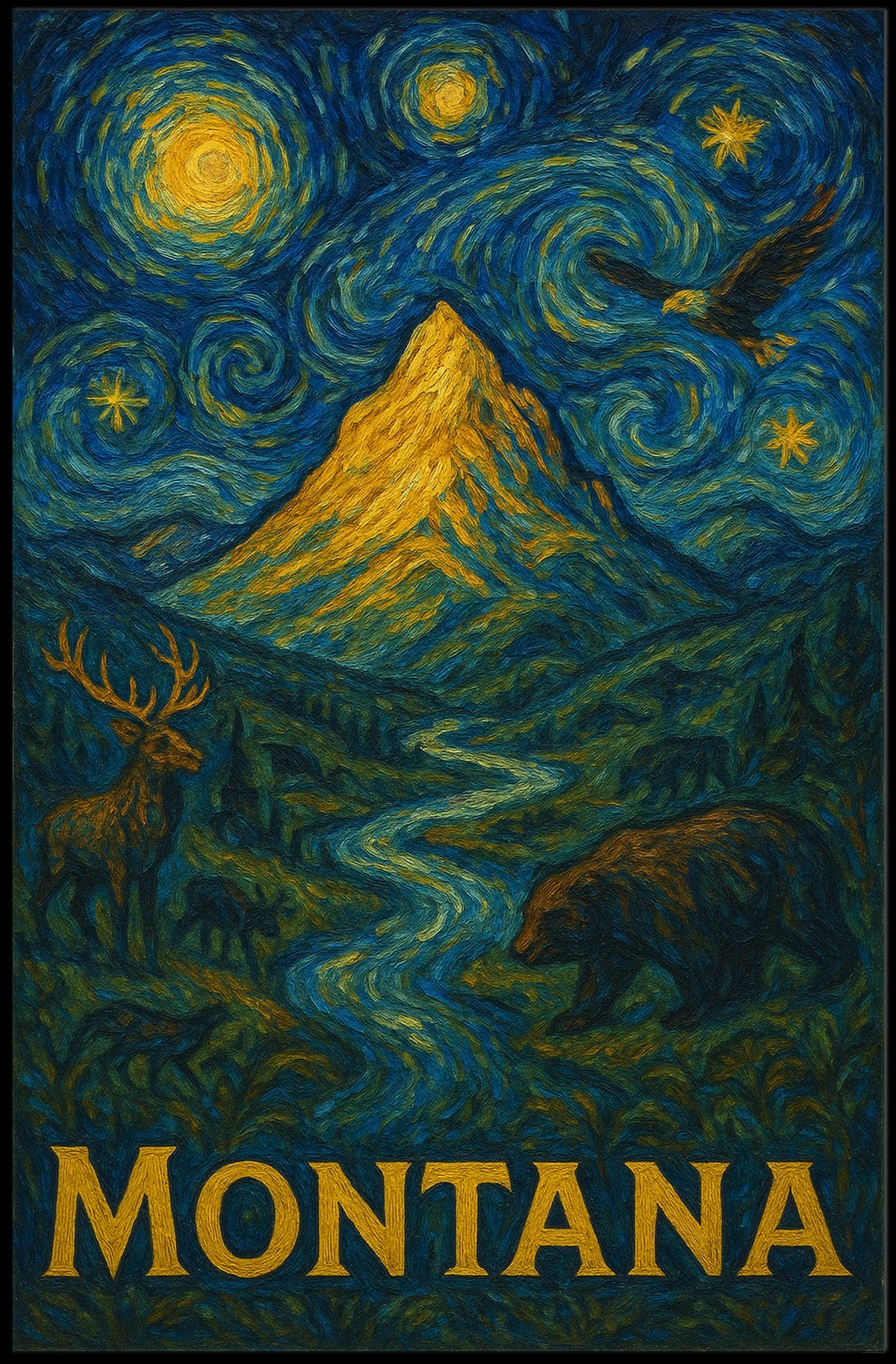 Montana Wilderness Art Impression National Park Poster