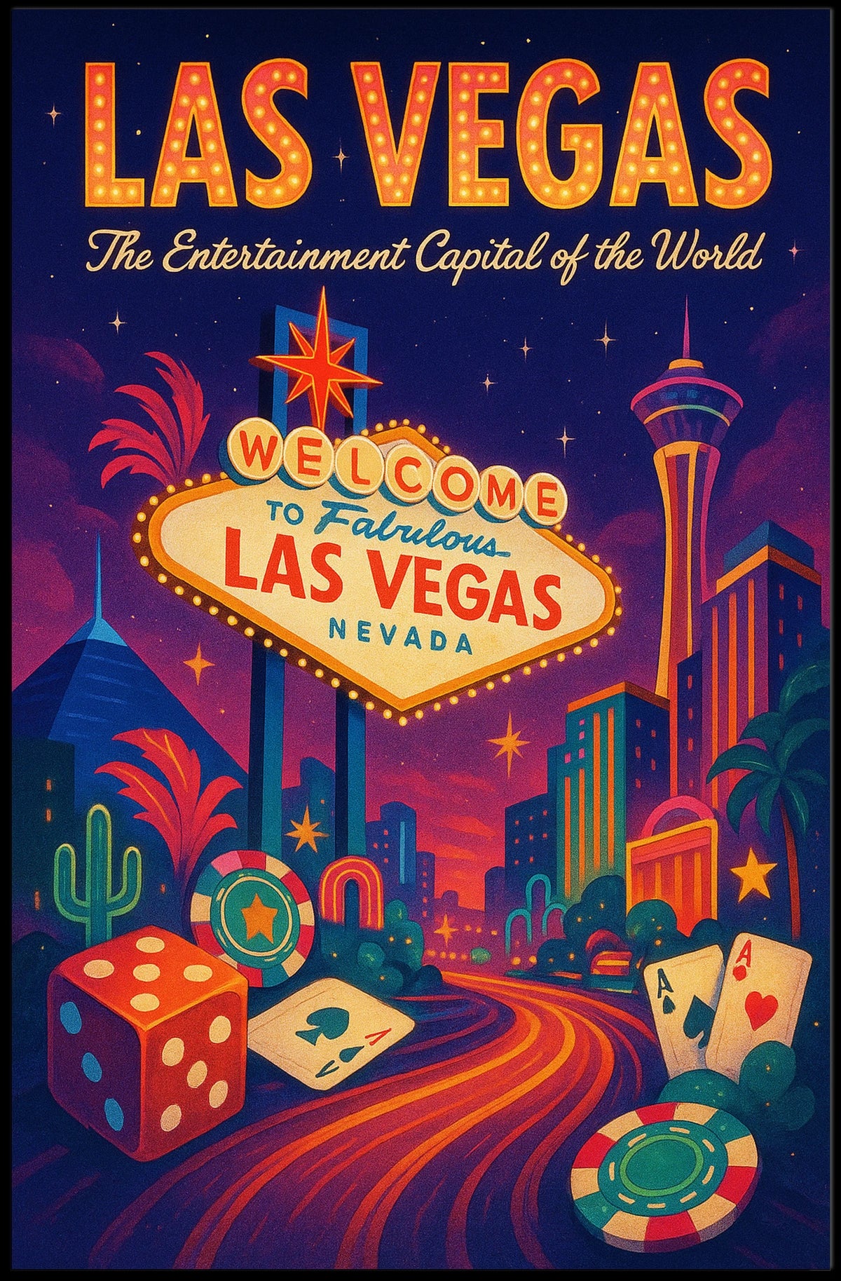 Las Vegas Poster Entertainment Capital Wall Art for Fans