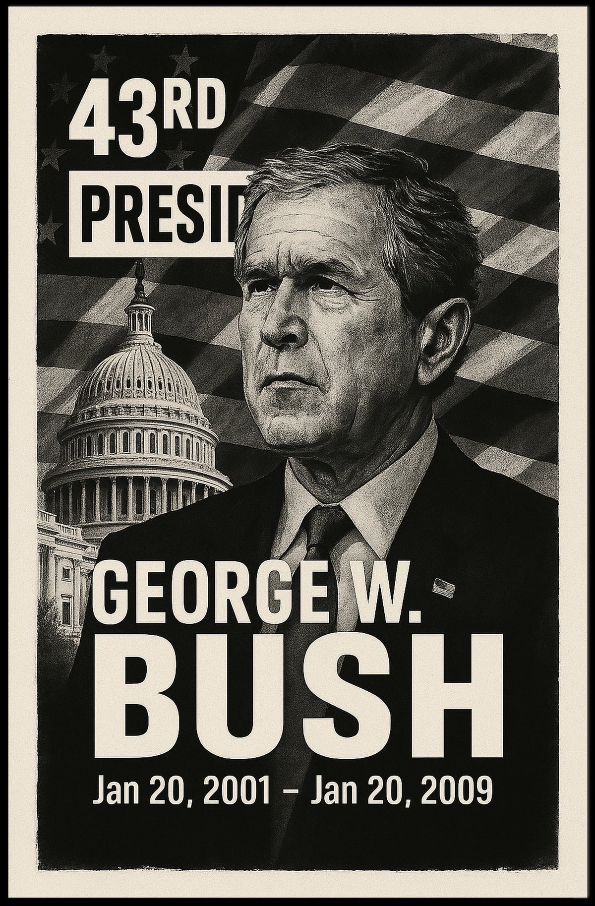 George W. Bush 43rd President of the United States Digital Montaje Poster