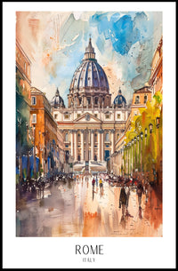 Stunning Watercolor of St. Peter’s Basilica Travel Poster PosterGoat