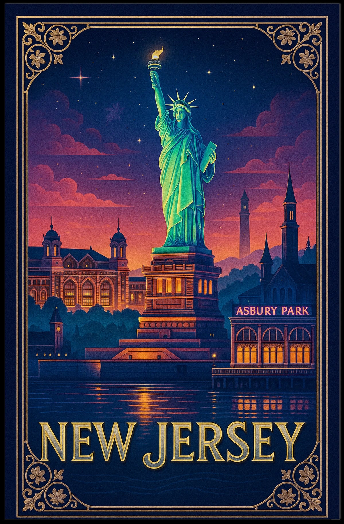 New Jersey Iconic Landmarks Poster