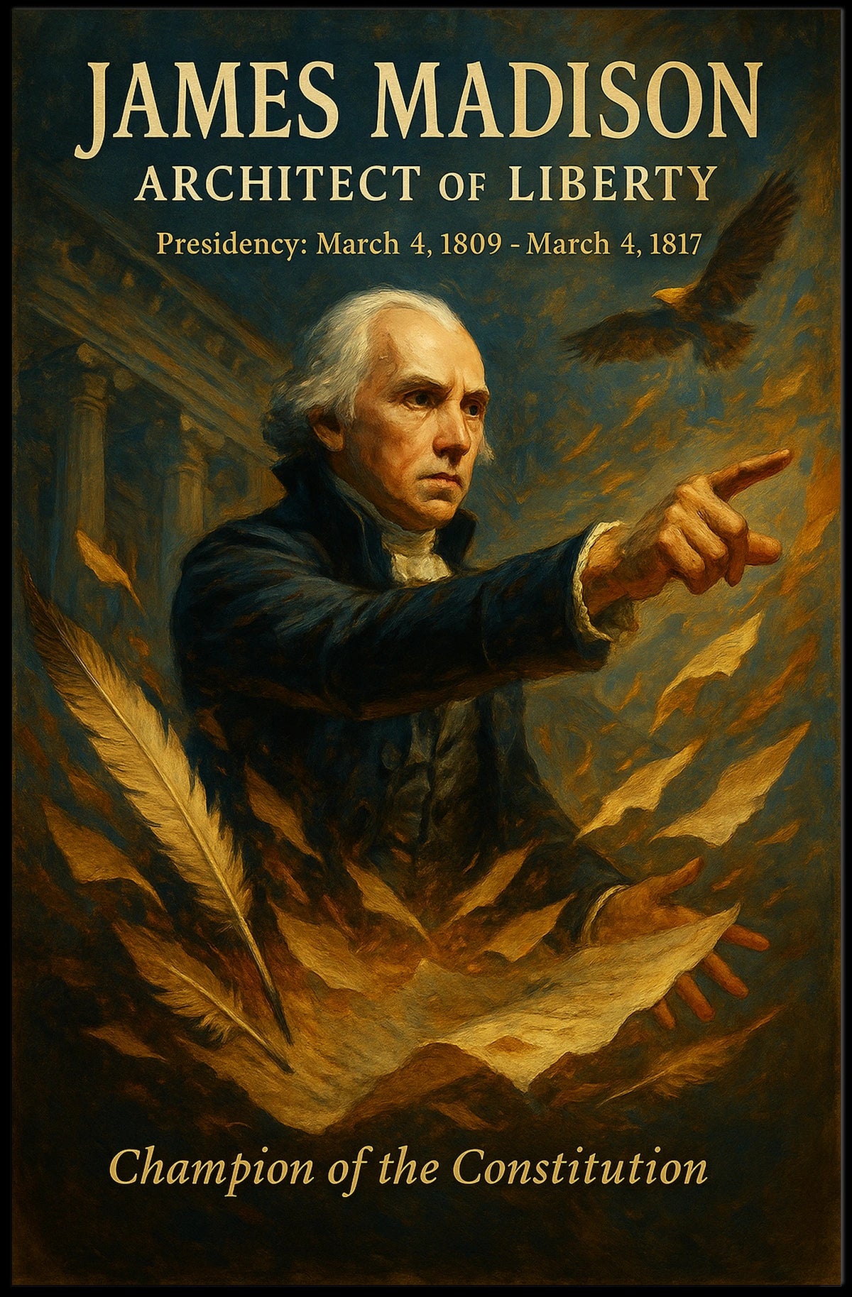 James Madison Vintage Style Historical or Presidential Poster