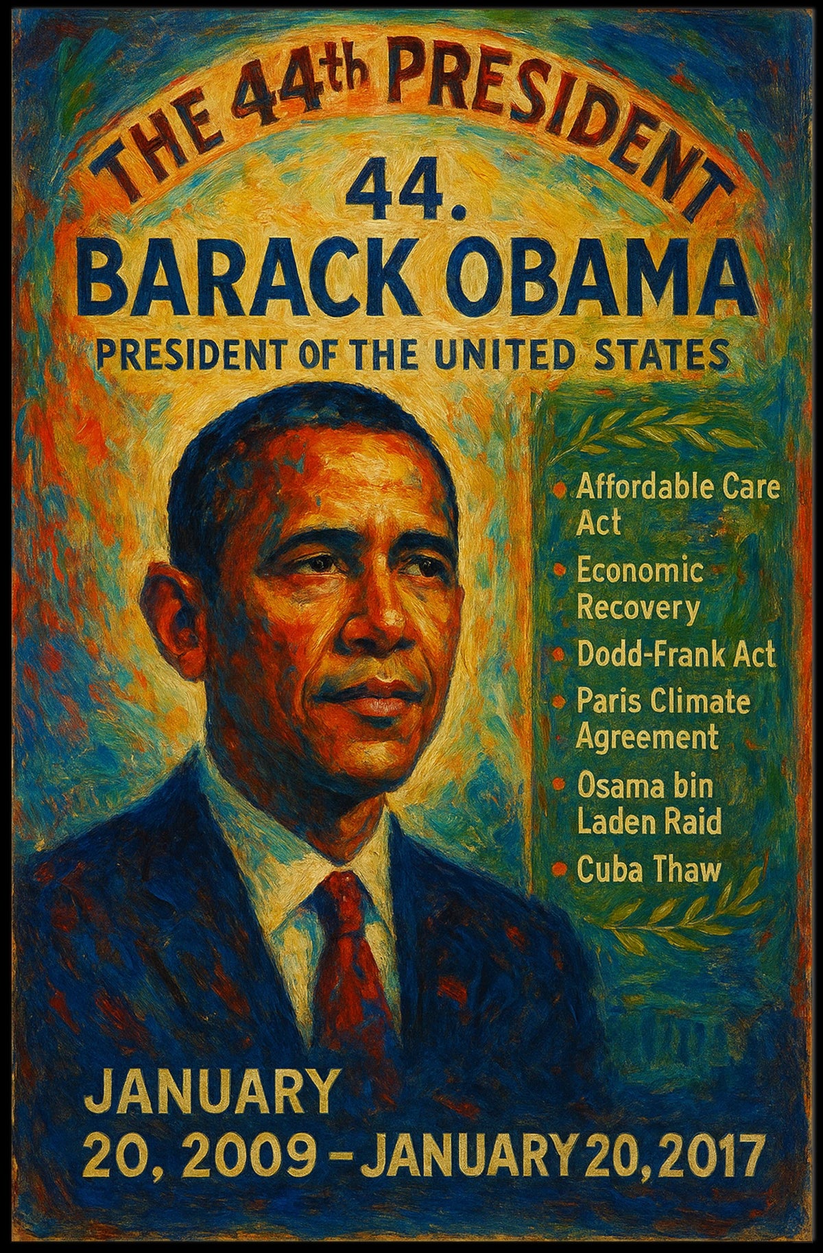 Barack Obama Presidential Portrait Commemorative Historical Poster
