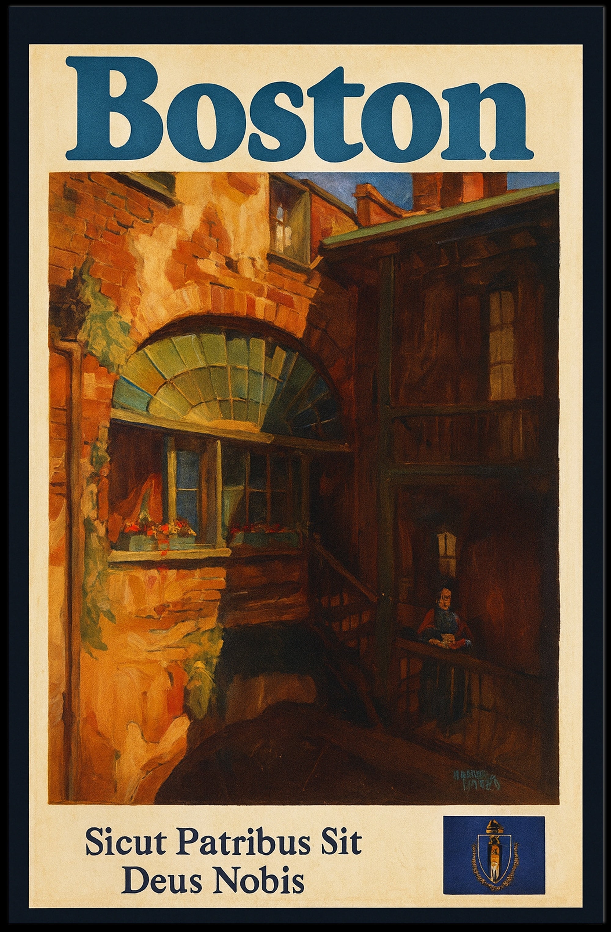 Boston Heritage Poster Vintage Travel Wall Art