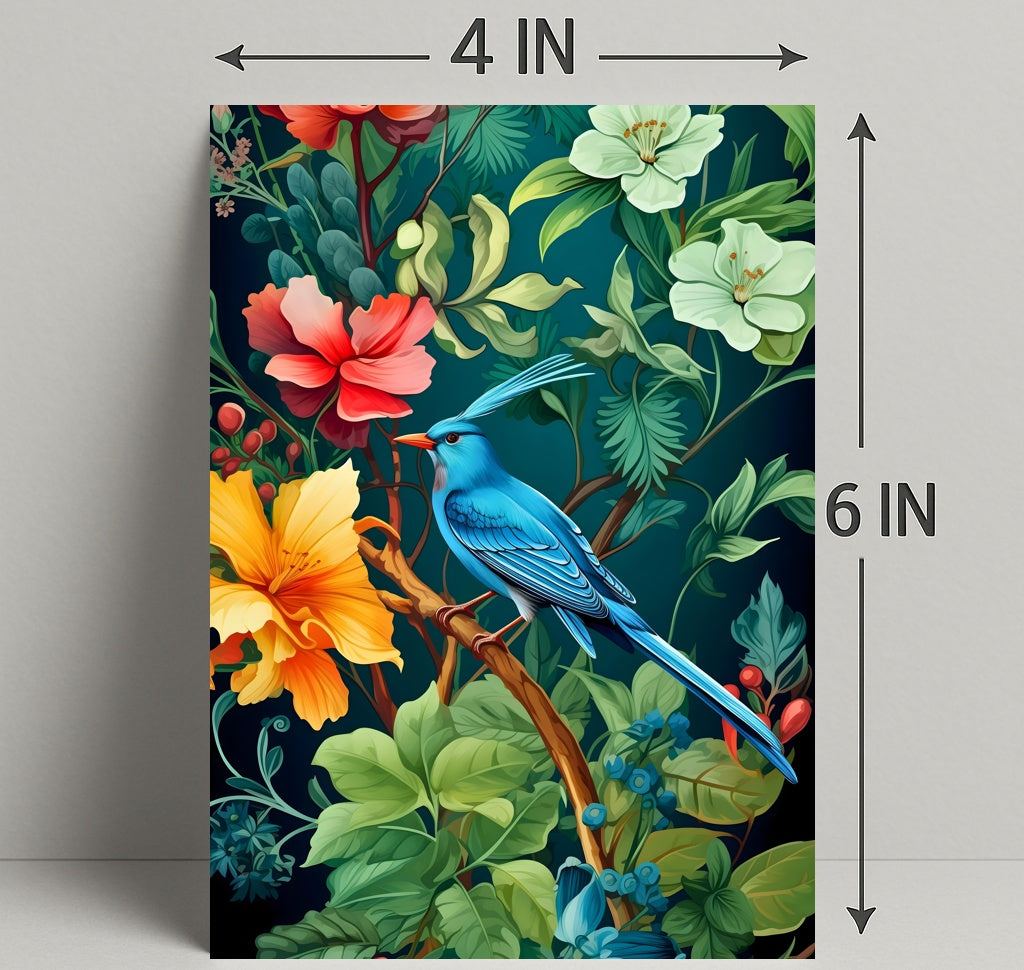 Tropical Bird and Flowers Vibrant Art Animal Poster