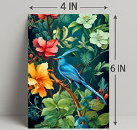 Tropical Bird and Flowers Vibrant Art Animal Poster