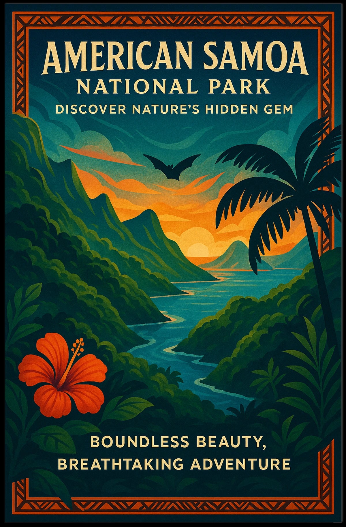 American Samoa National Park Vibrant Artistic Travel Poster