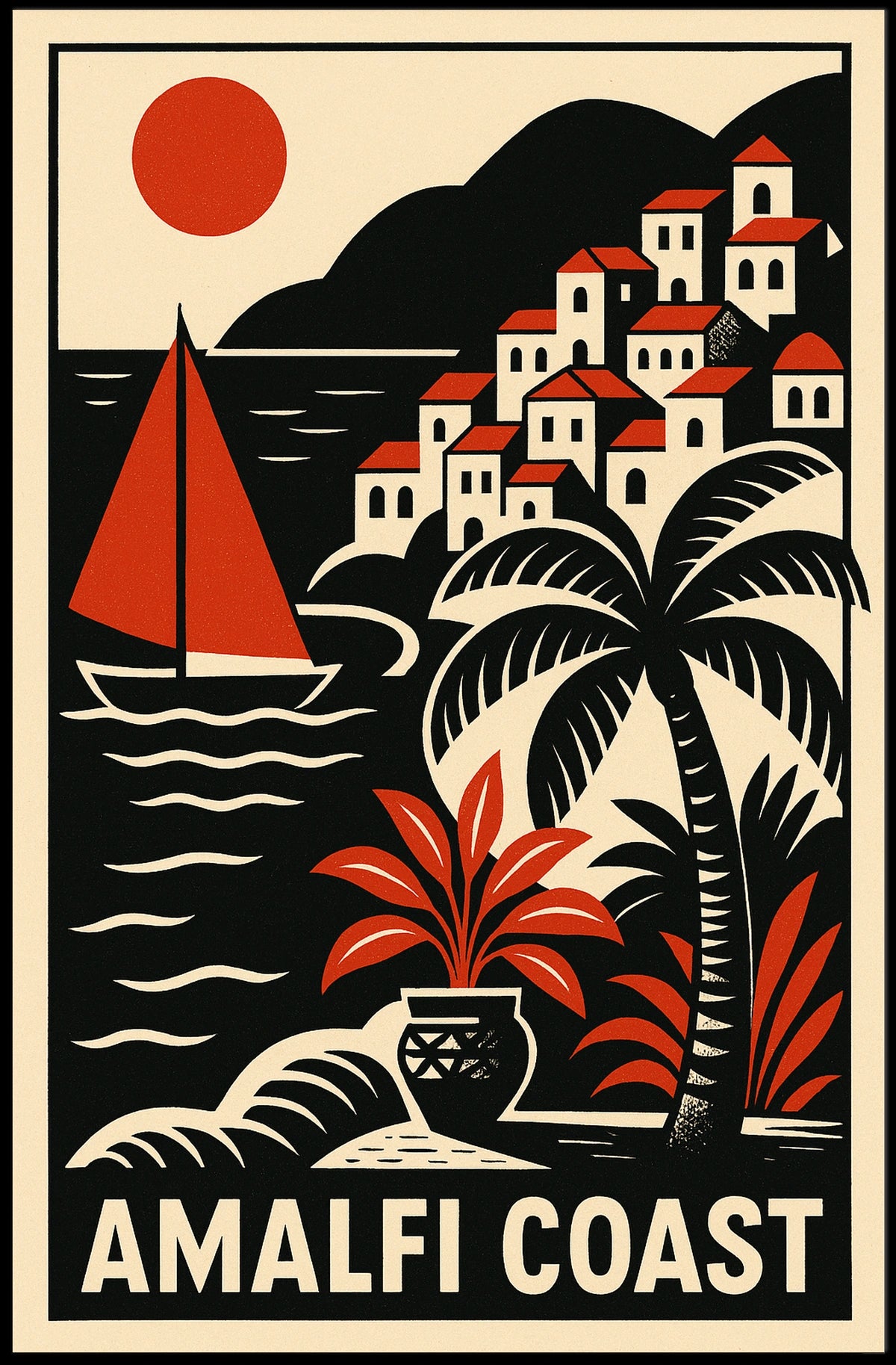 Amalfi Coast Travel Poster 18x24 Coastal Wall Art Decor