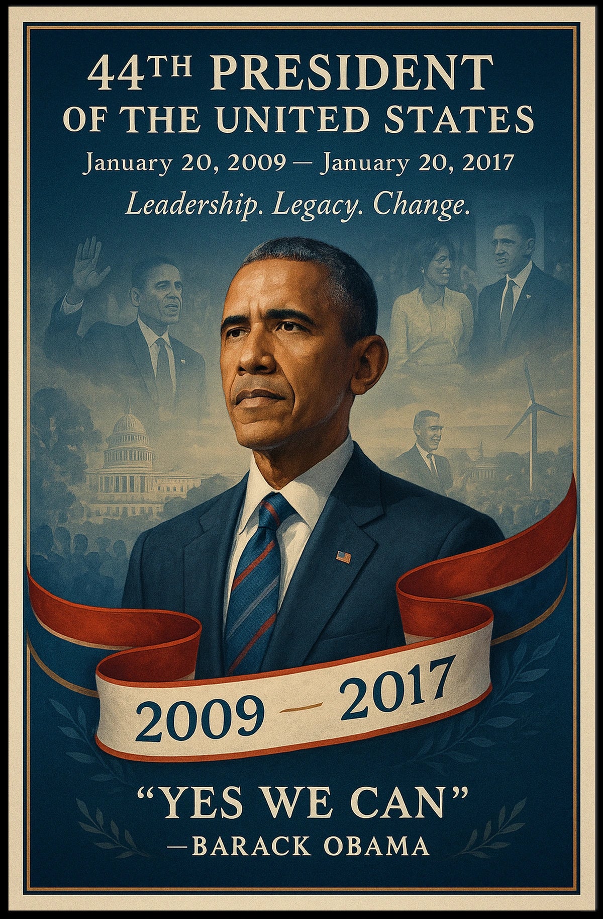 Barack Obama Leadership Change Presidency Poster