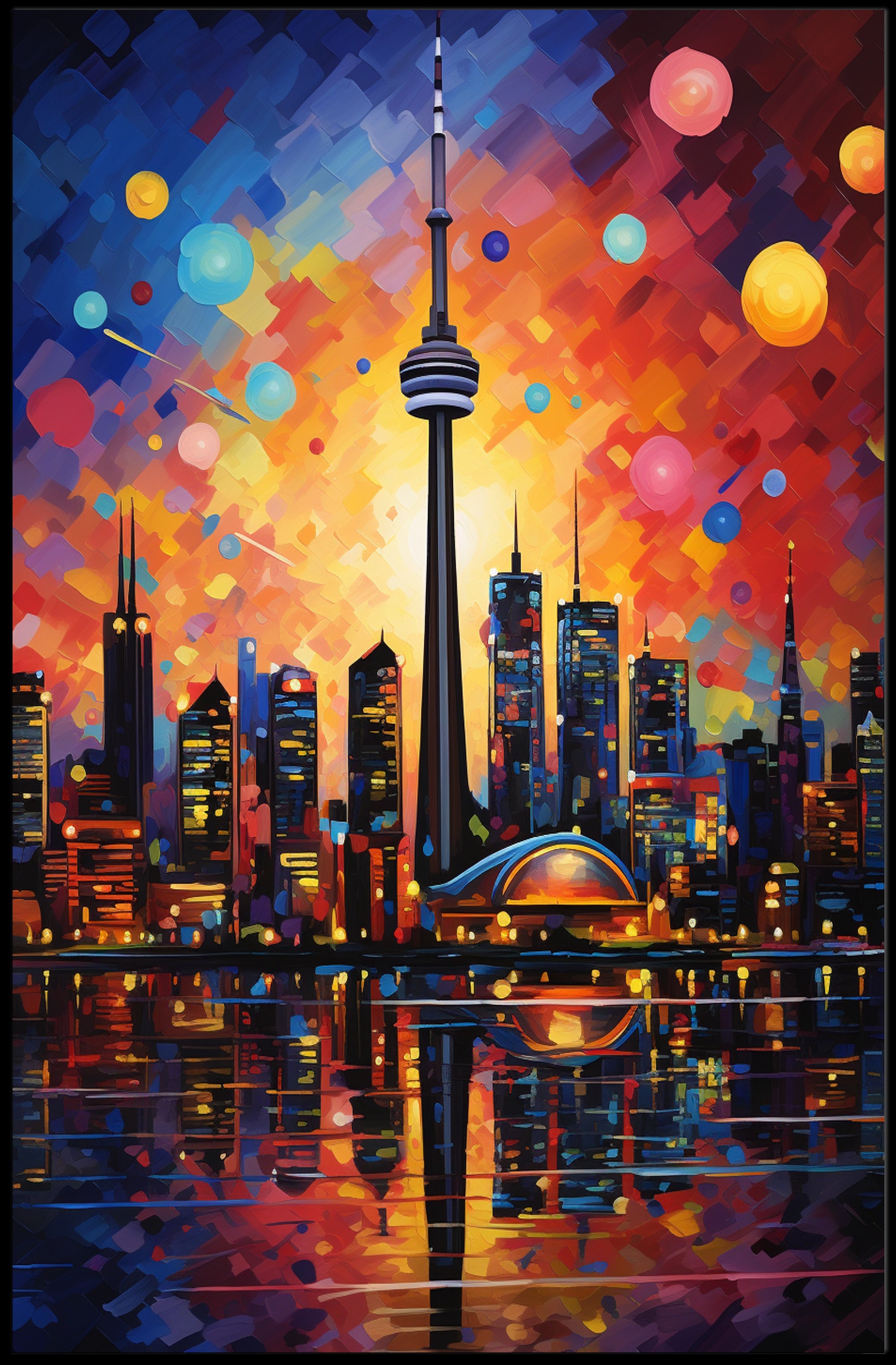 Vibrant Cityscape At Dusk Poster