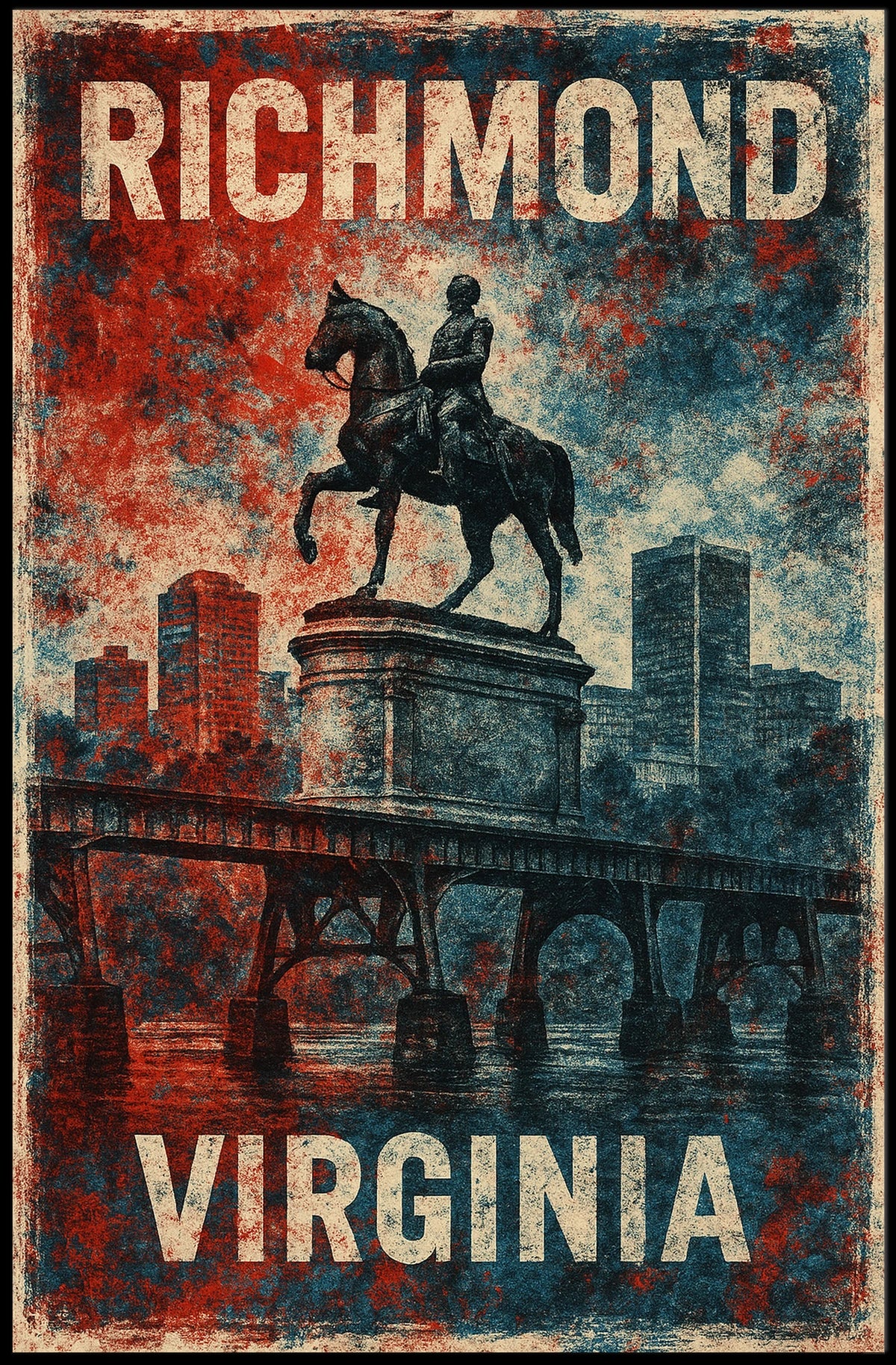 Richmond Patriotic Equestrian Vintage Cityscape Poster
