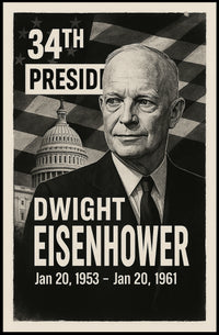 Dwight D. Eisenhower 34th President of the United States Digital Montaje Poster
