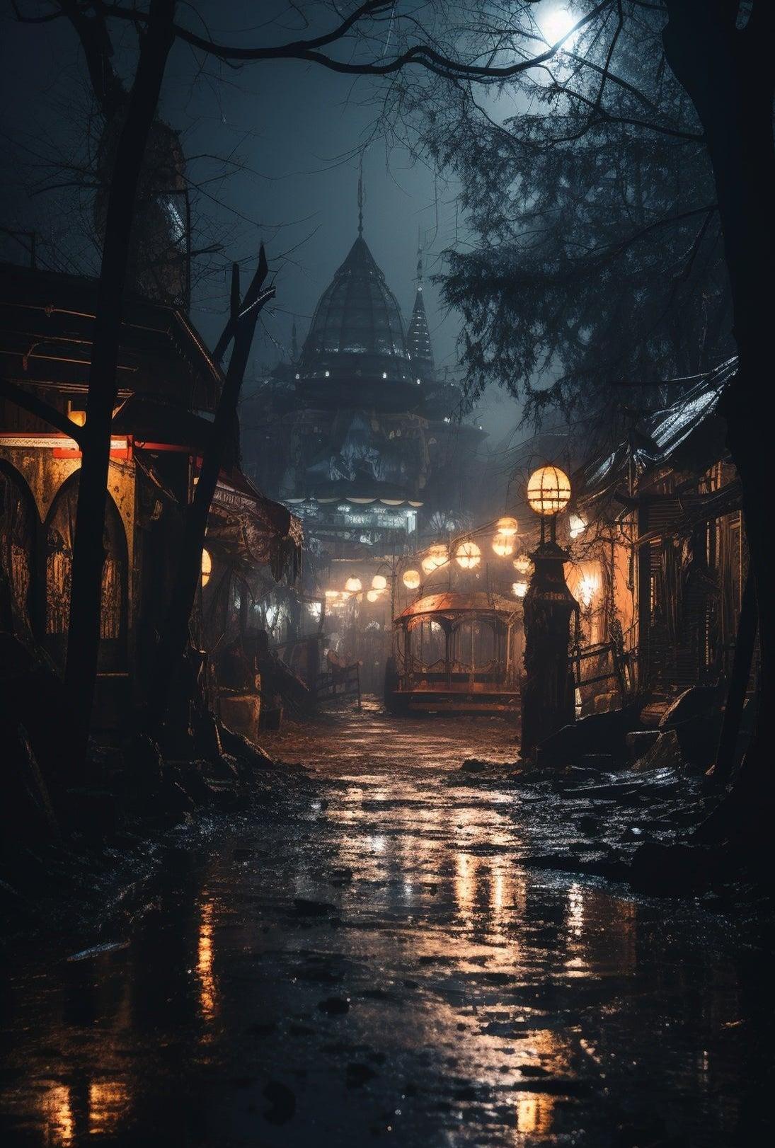 Mysterious Temple at Night Cultural or Heritage Poster