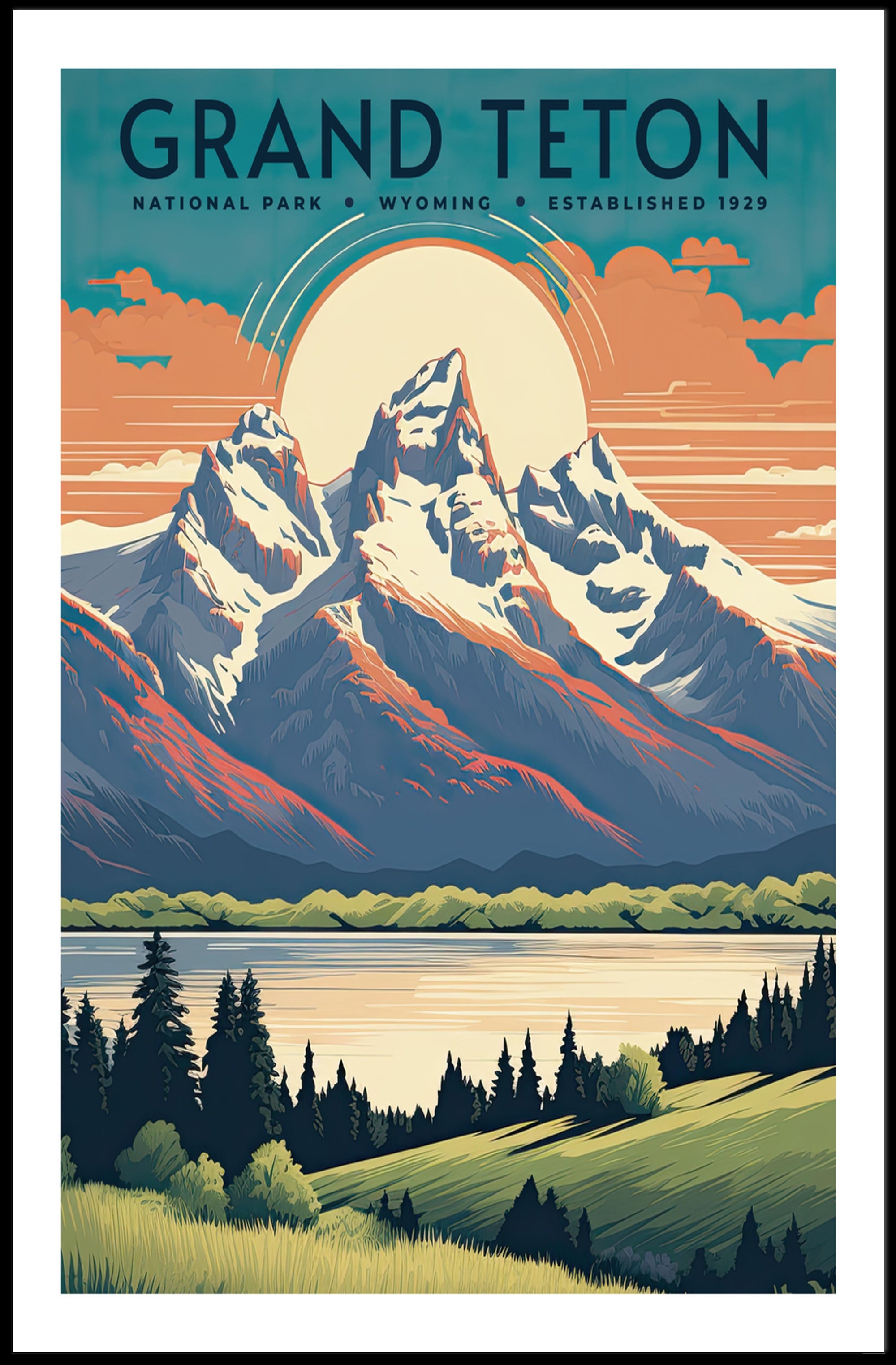 Grand Teton Vintage Travel Poster Wall Art