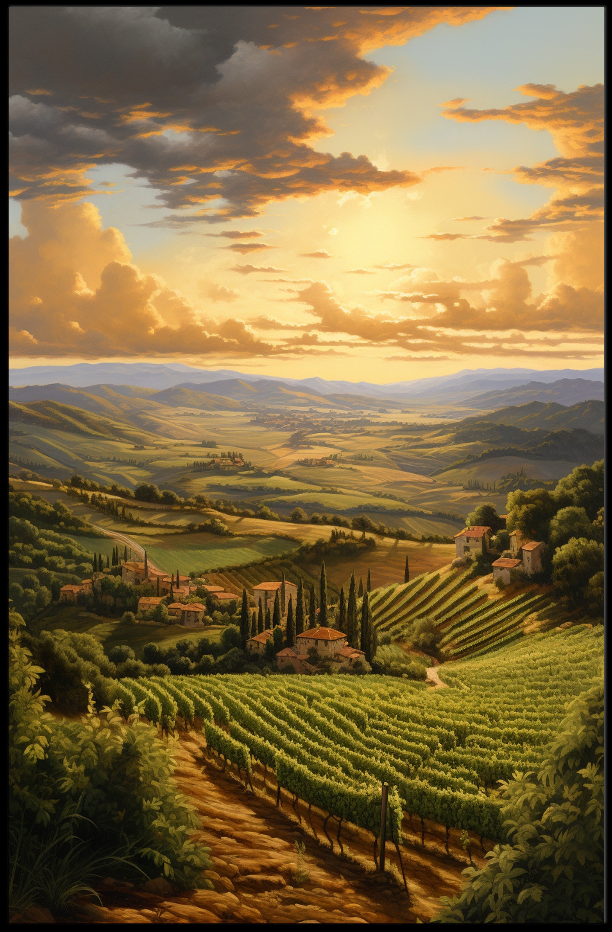 Golden Countryside Vista Poster