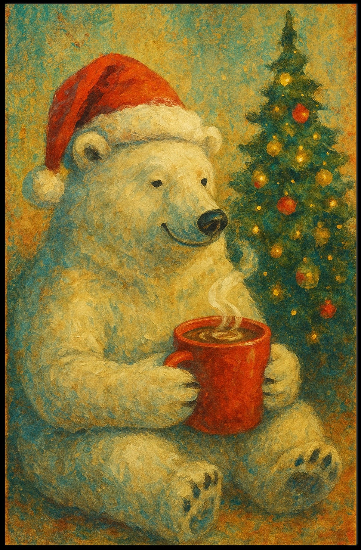 Festive Polar Bear Celebration Poster
