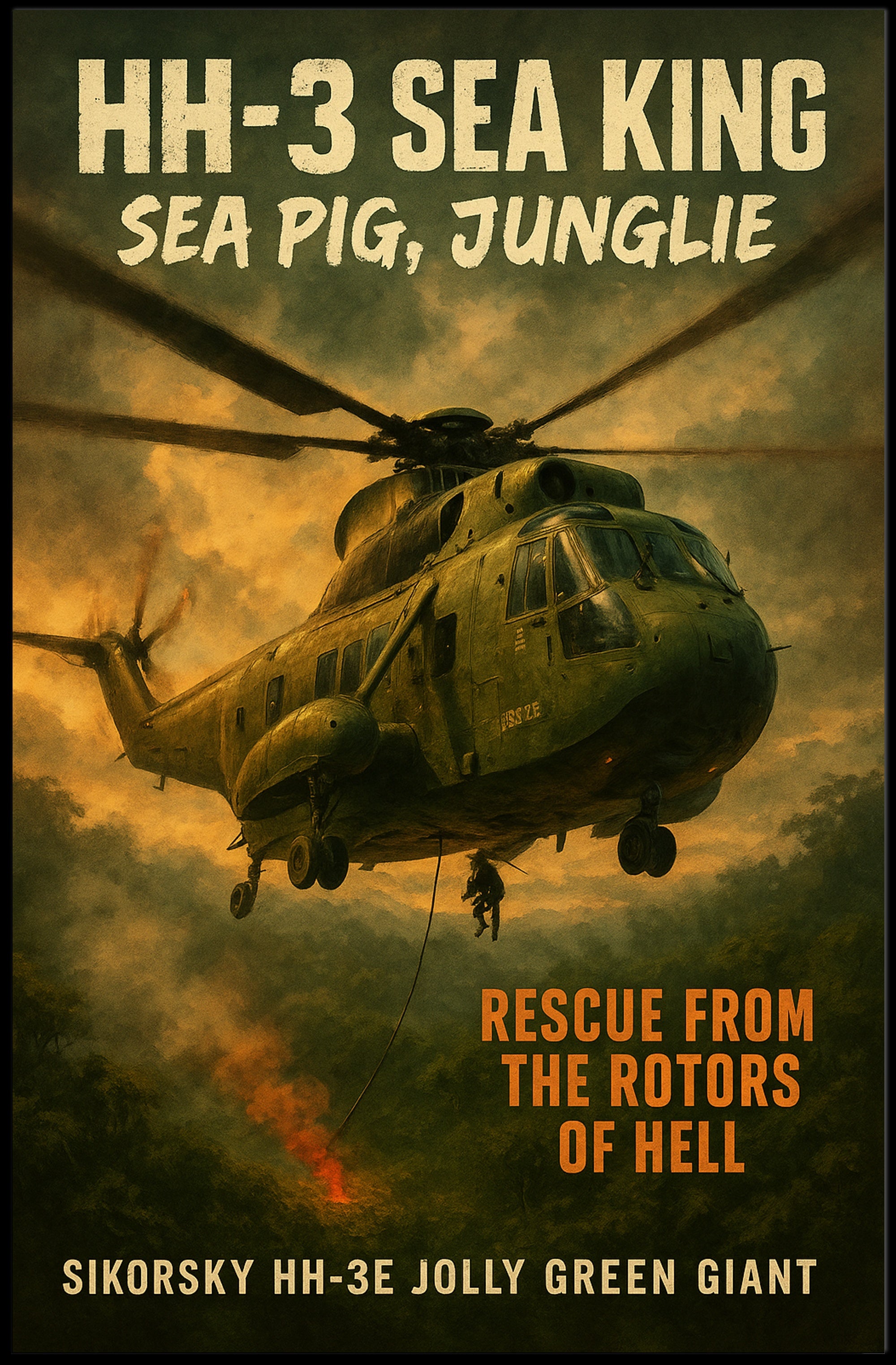HH-3 Sea King Rescue Vintage Military Recruitment Poster
