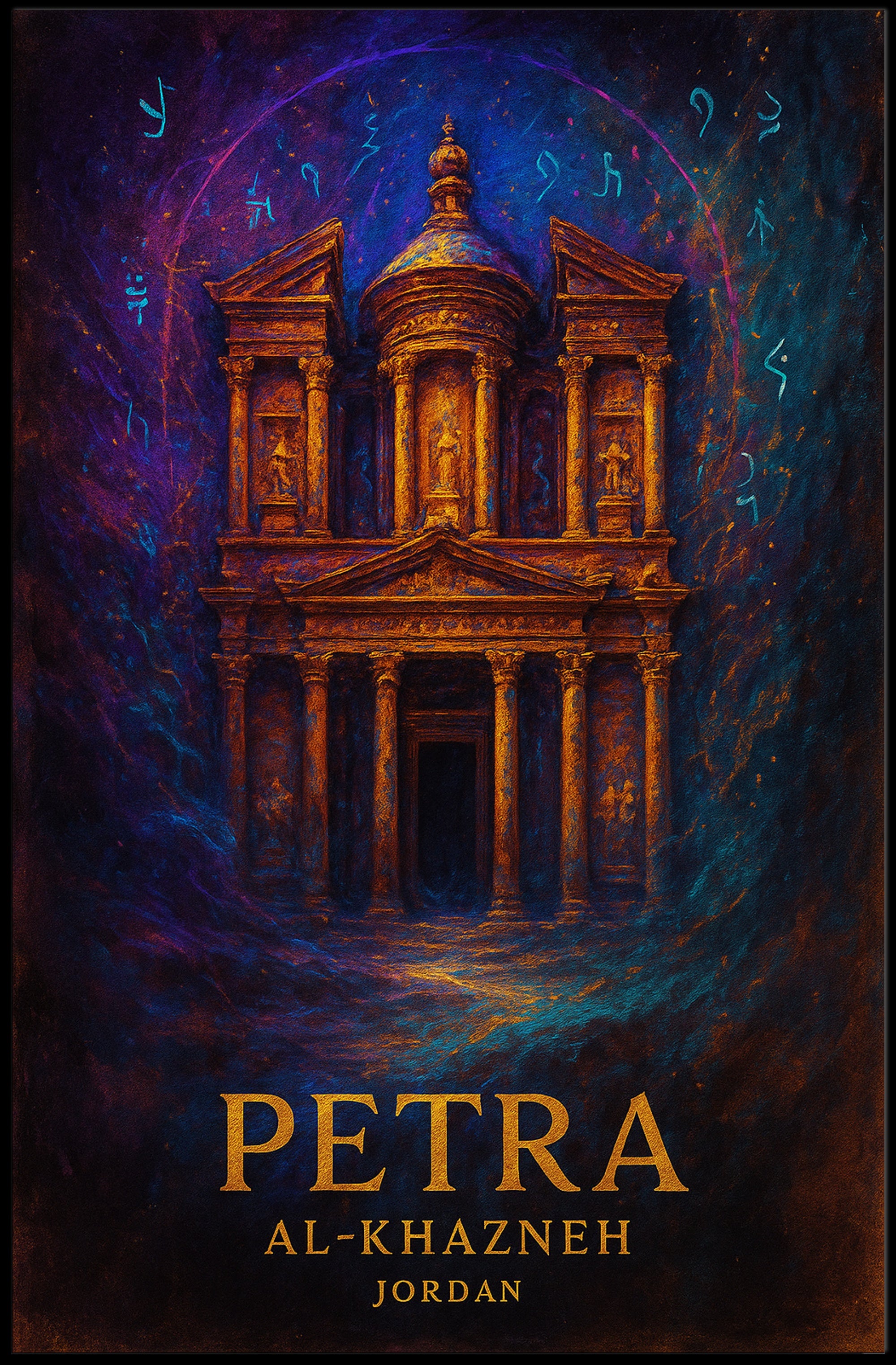 Al Khazneh Petra Travel Poster Vintage Wall Art