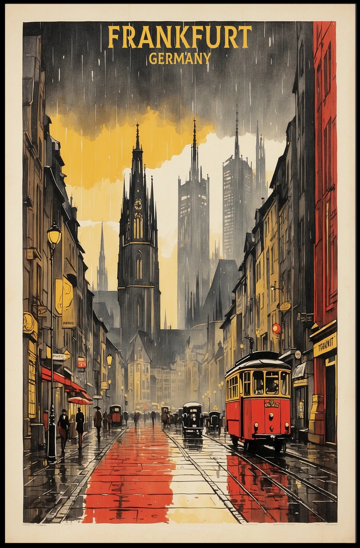 Frankfurt in the Rain Poster