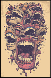 Surreal Abstract Mouths Vintage Art Poster Print PosterGoat