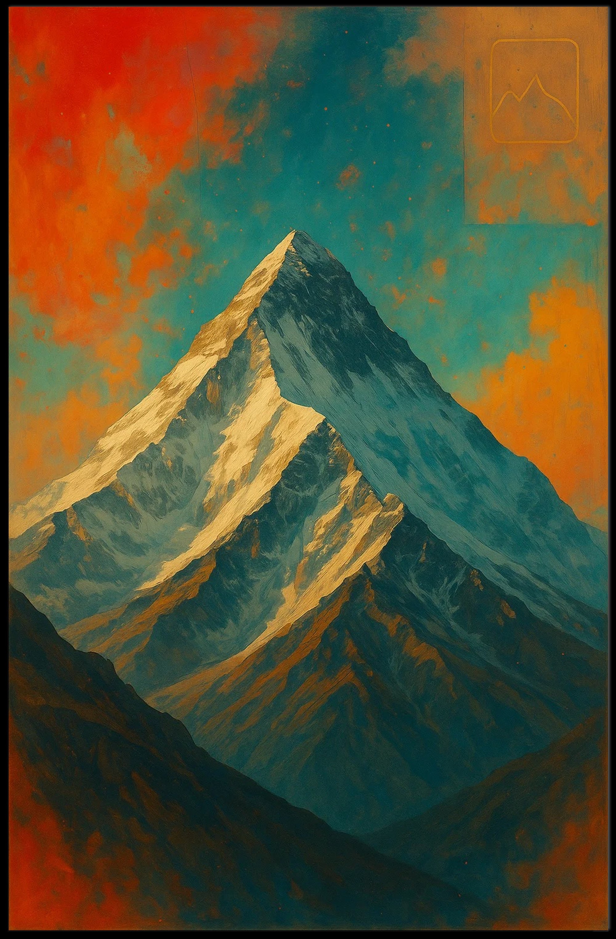 Majestic Mountain Peak Digital Artwork Poster