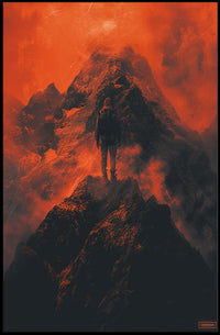 Adventurous Solitude on Mountain Peak: Abstract or Artistic Poster PosterGoat