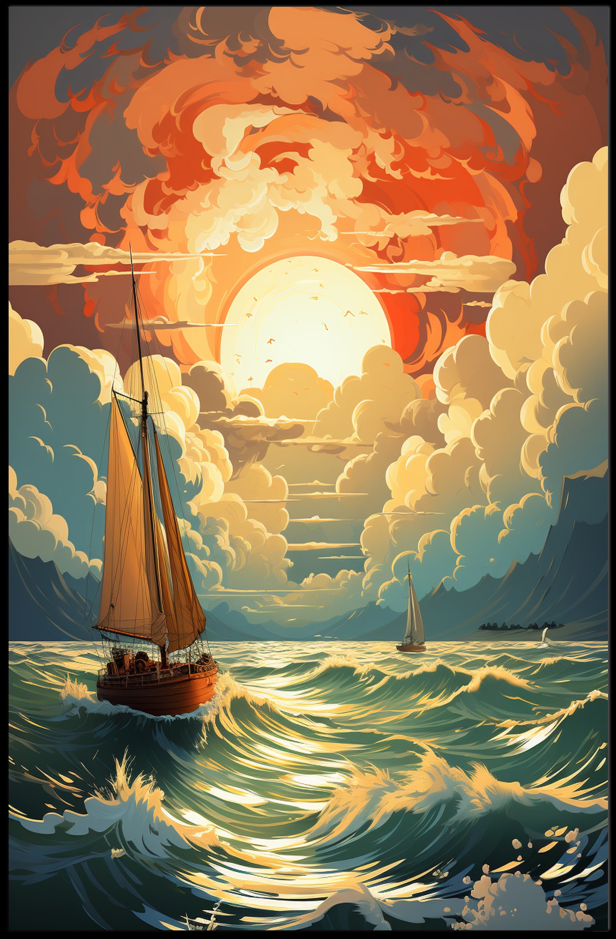 Sailing Into The Sunset Poster PosterGoat