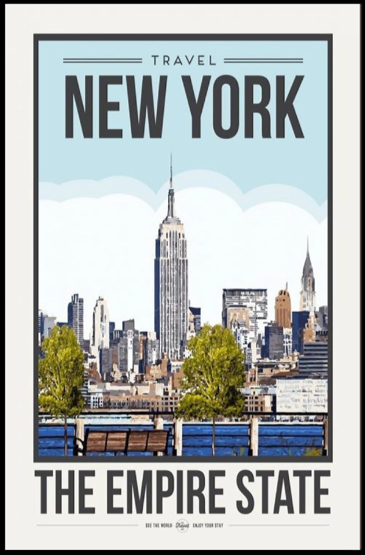 Empire State Building New York City Poster Vintage Travel