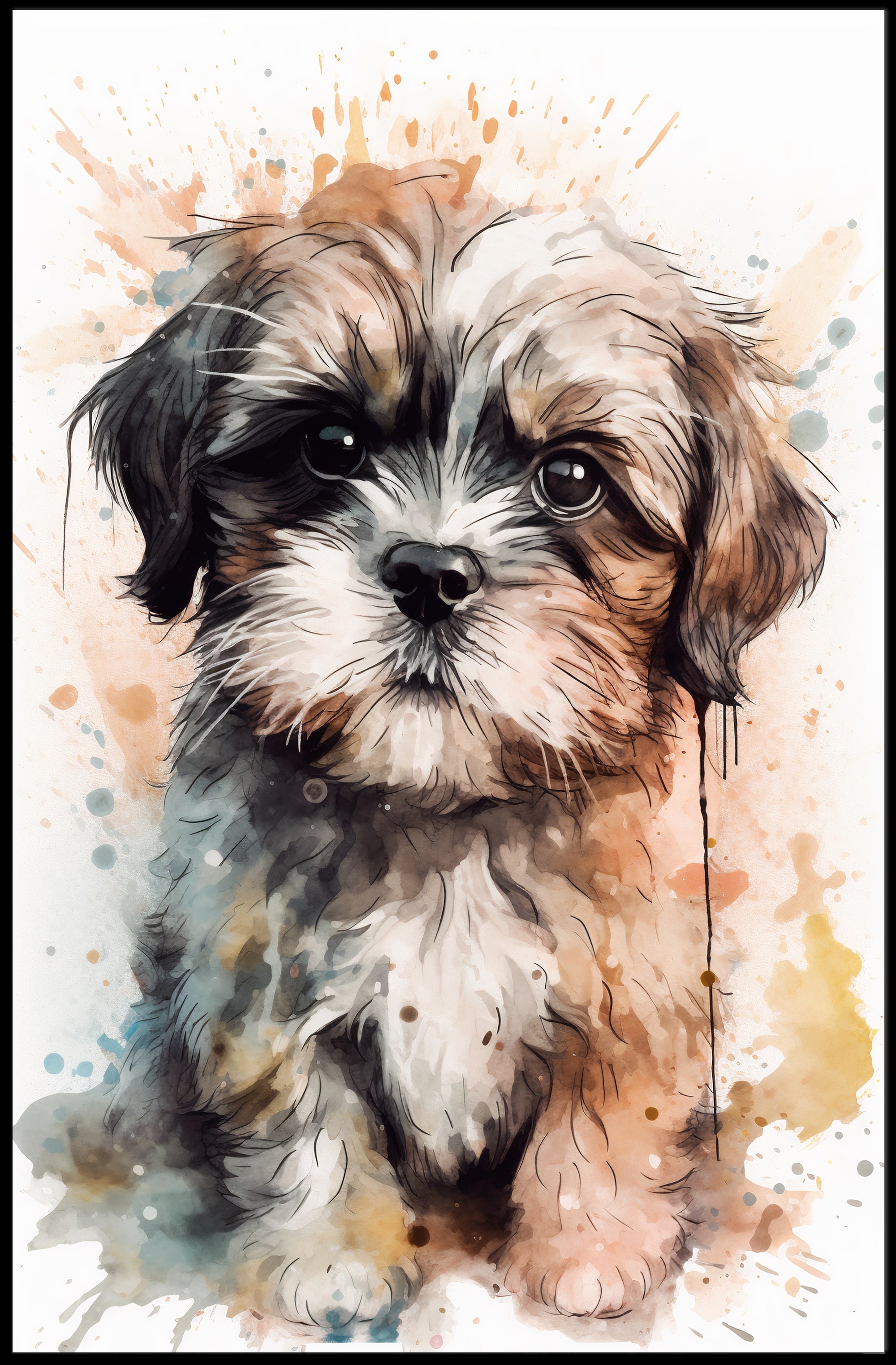 Watercolor Puppy Poster Cute Pet Wall Art Print