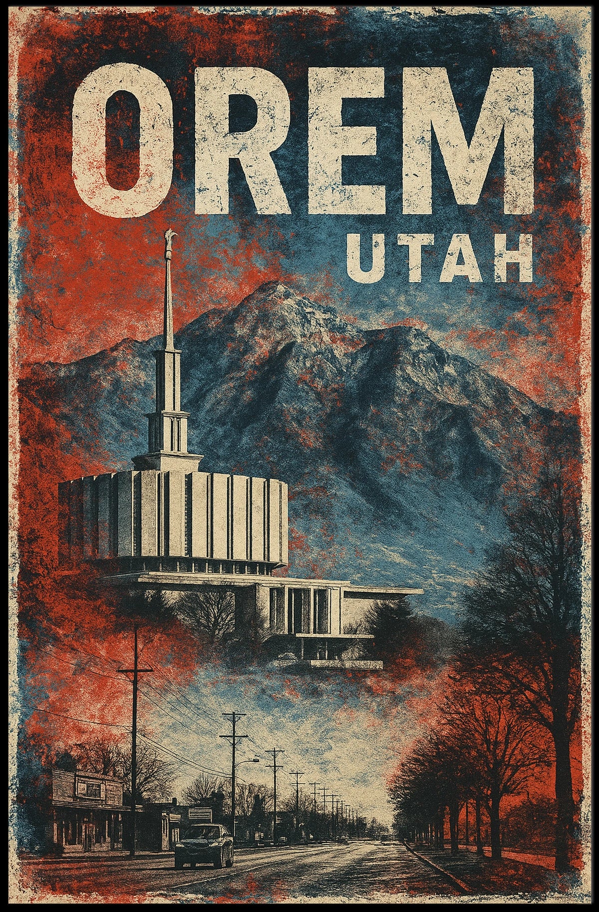Orem Utah Scenic Vintage Travel Collector Poster