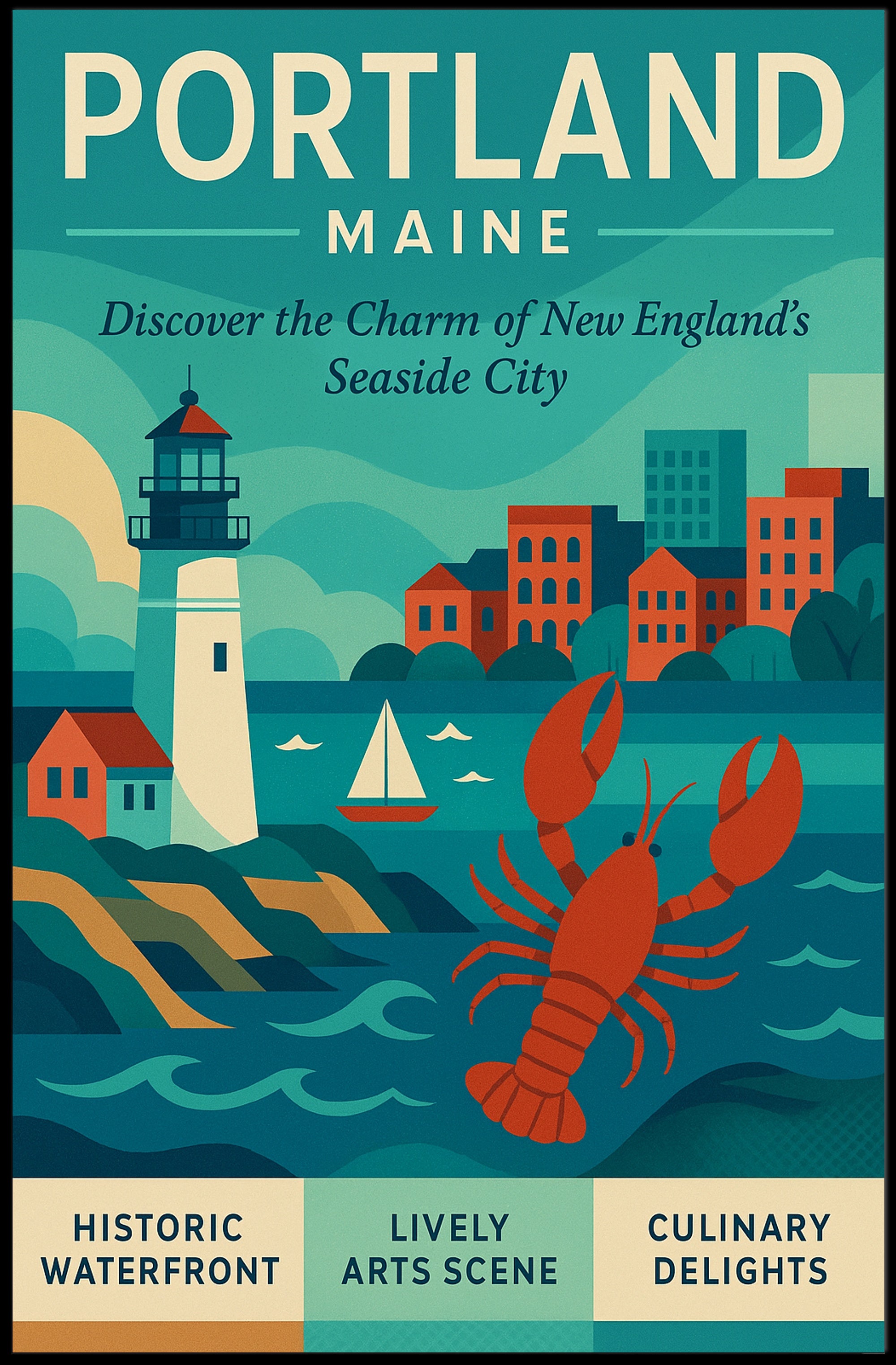 Portland Maine Vintage Travel Poster PosterGoat