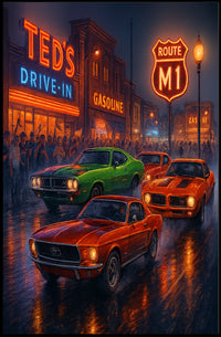 Classic Car Night on Route M1 Poster