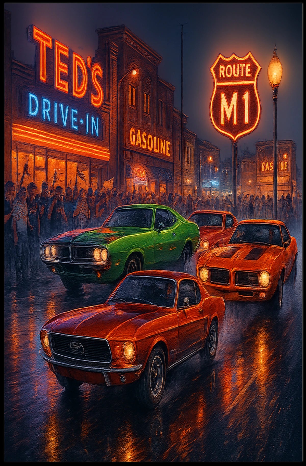 Classic Car Night on Route M1 Poster