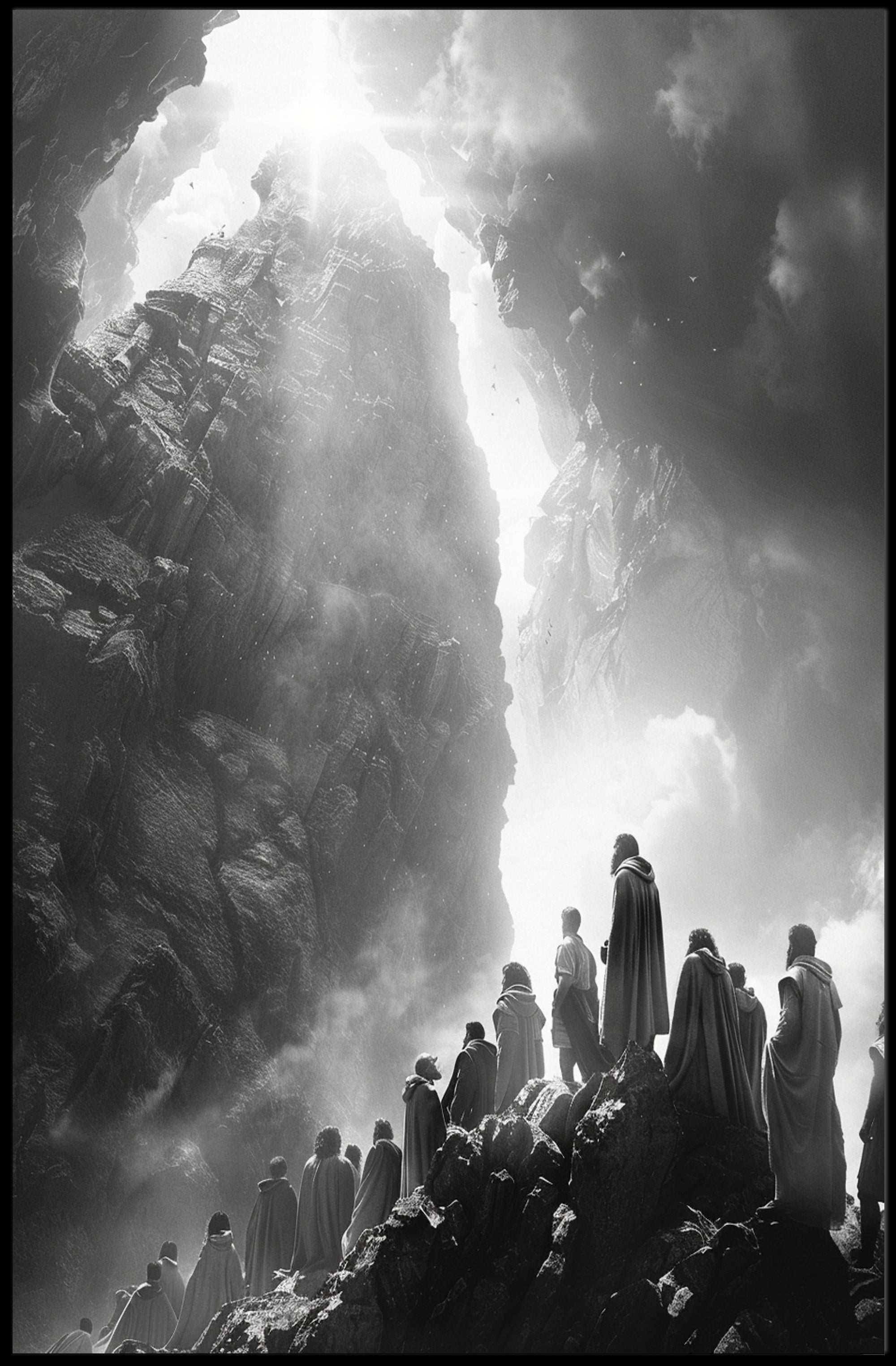 Aurora Lighthouse Seascape: Mystical Nighttime Poster PosterGoat