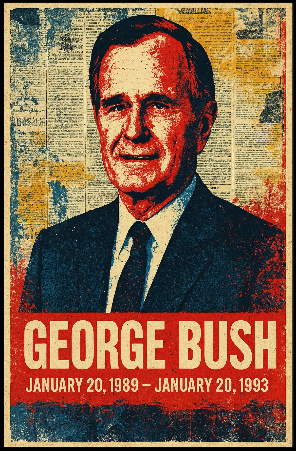 George H. W. Bush 41st President of the United States Street Art Mashup Poster