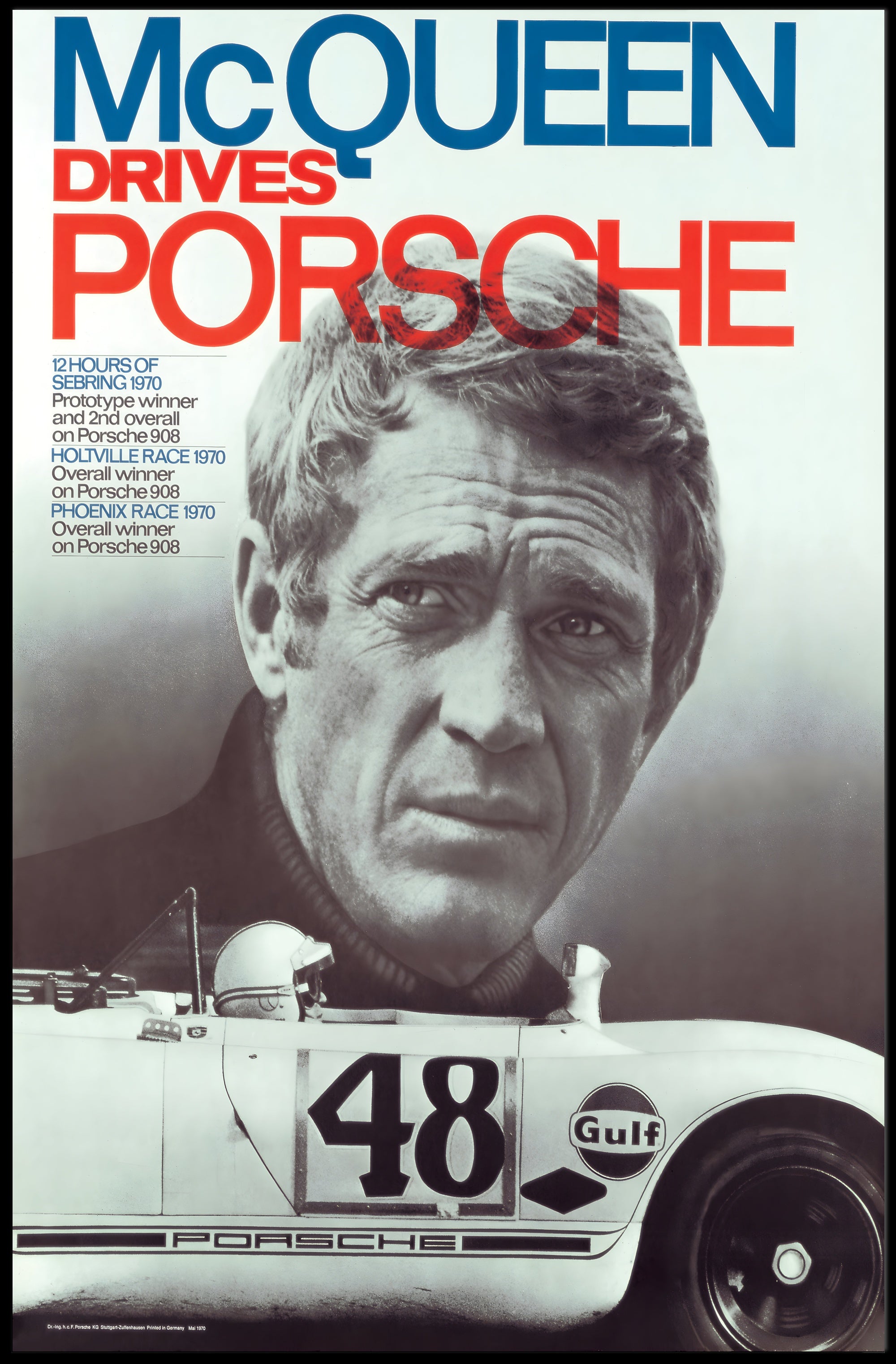 McQueen Drives Porsche Poster