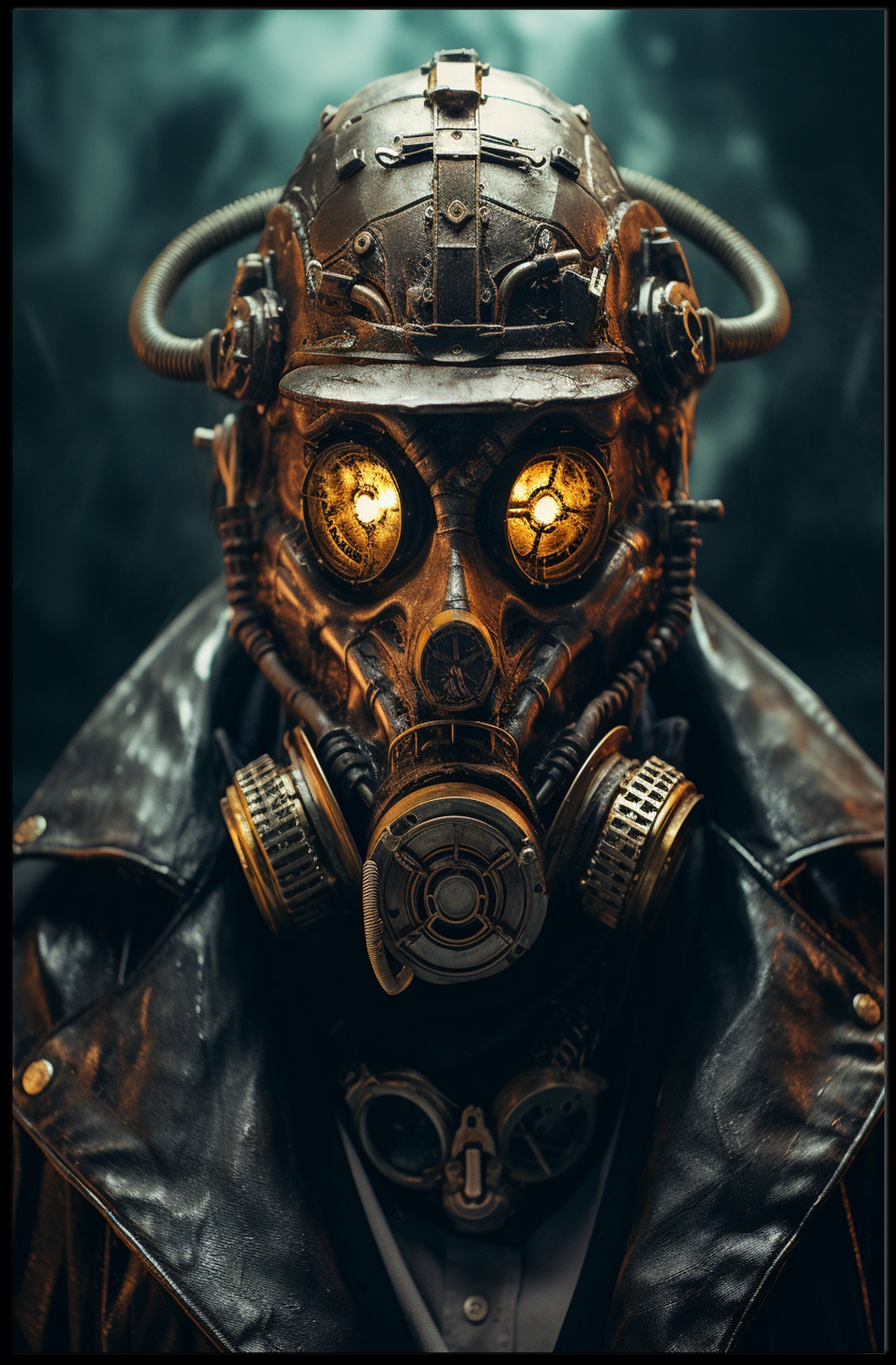 Steampunk Gas Mask Dystopian Futuristic Sci-Fi Poster