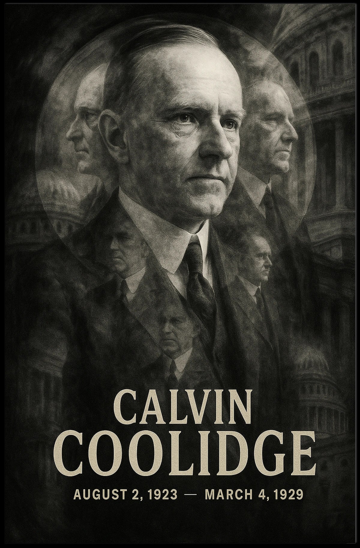 Calvin Coolidge 30th President of the United States Double Exposure Poster