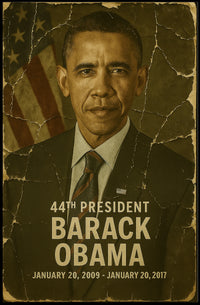 Barack Obama 44th President of the United States Damaged Photograph Poster