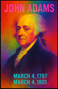 John Adams 2nd President of the United States Neon Gradient Overlay Poster