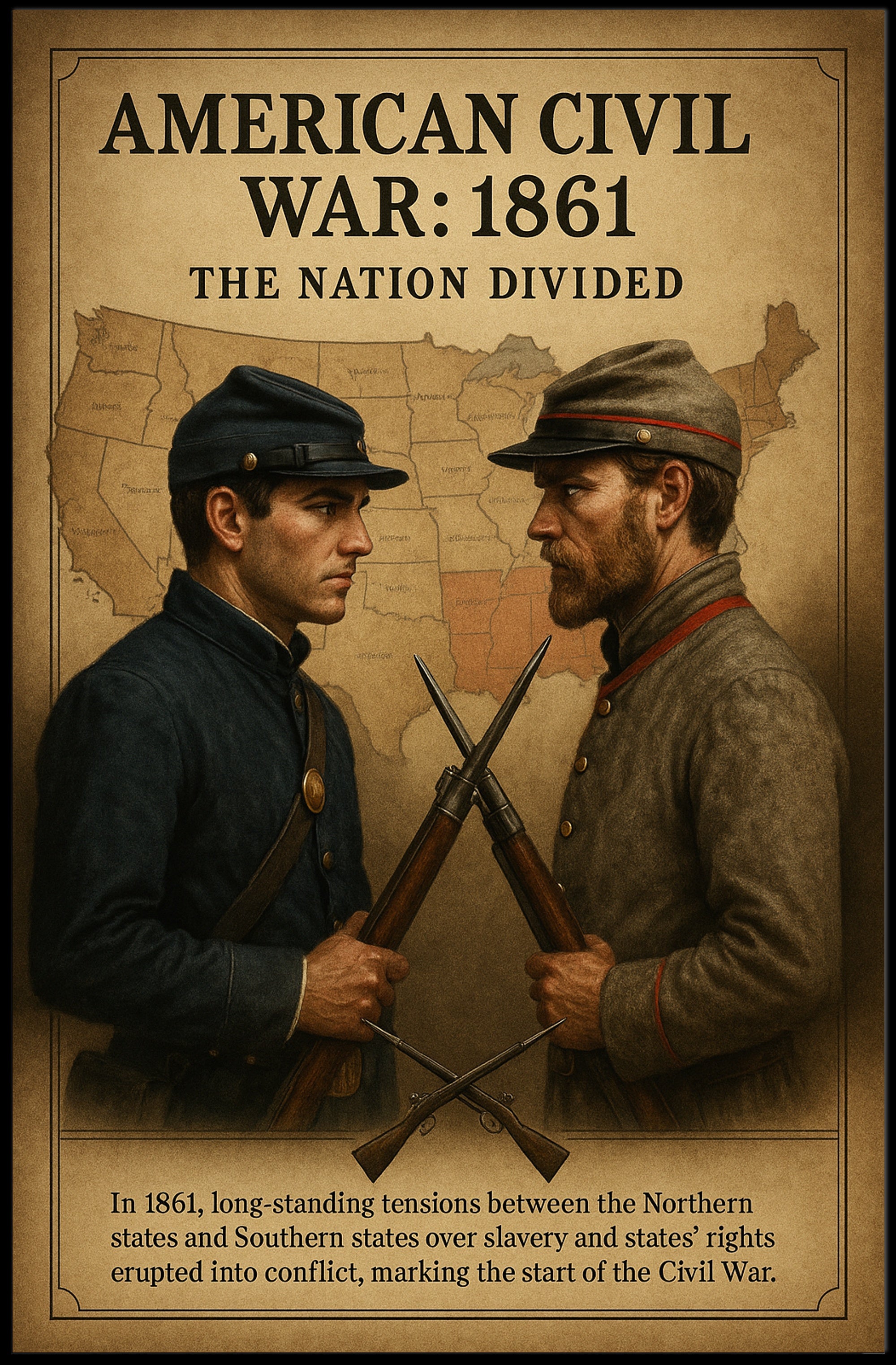 The Nation Divided American Civil War Poster PosterGoat
