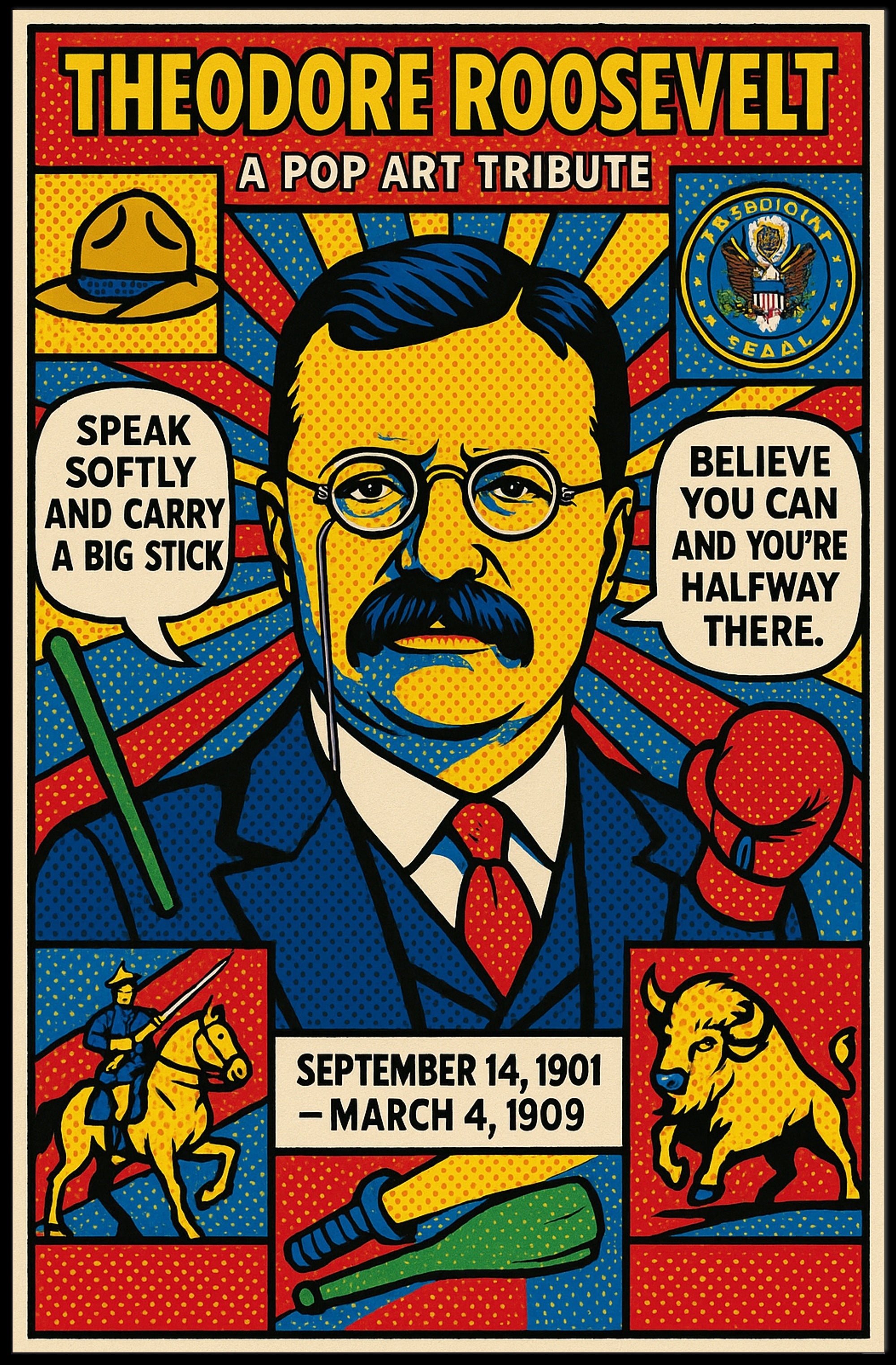 Theodore Roosevelt A Pop Art Tribute Poster PosterGoat