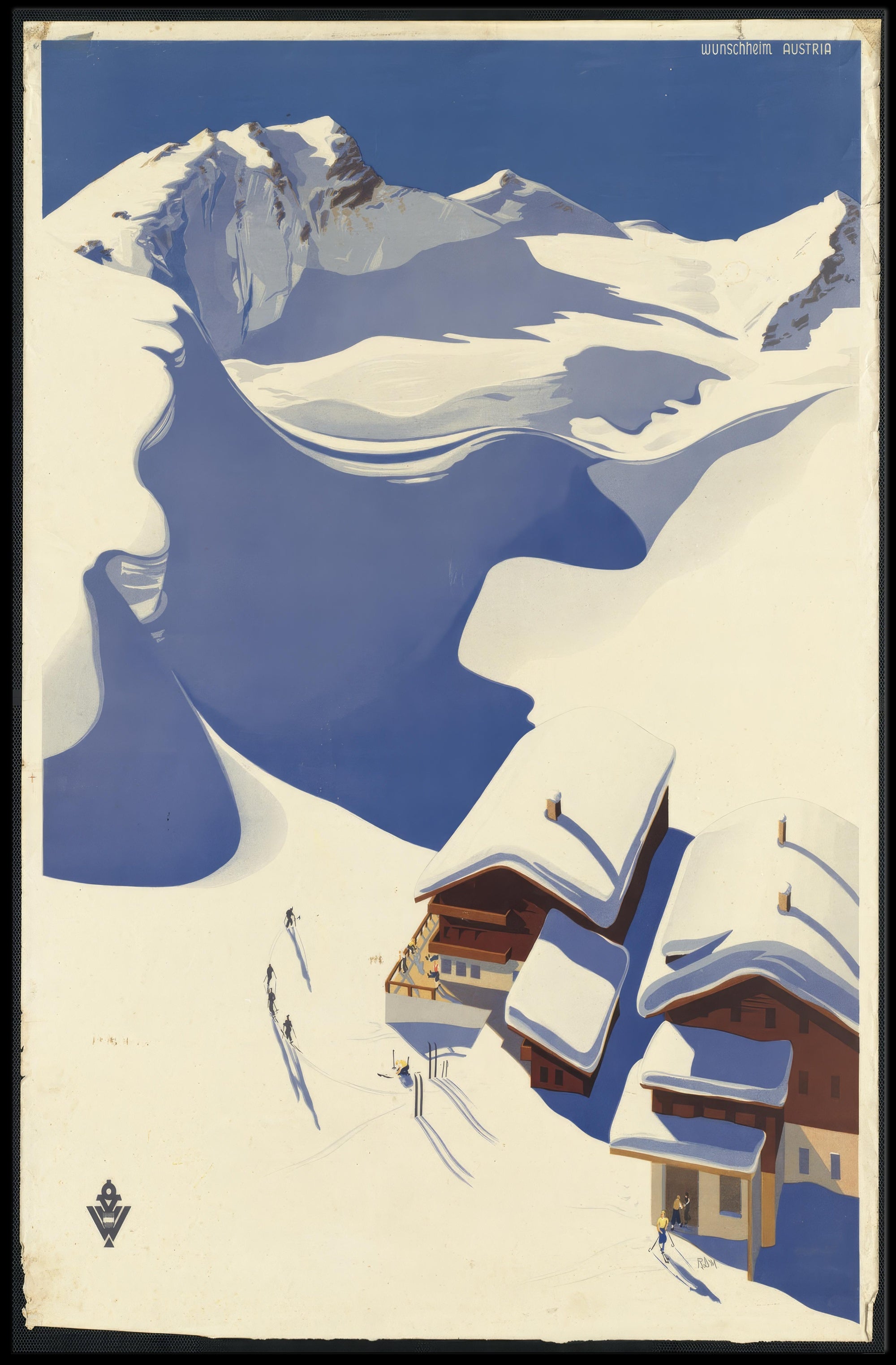 Vivid Vintage Ski Adventure in Austria Travel Poster PosterGoat