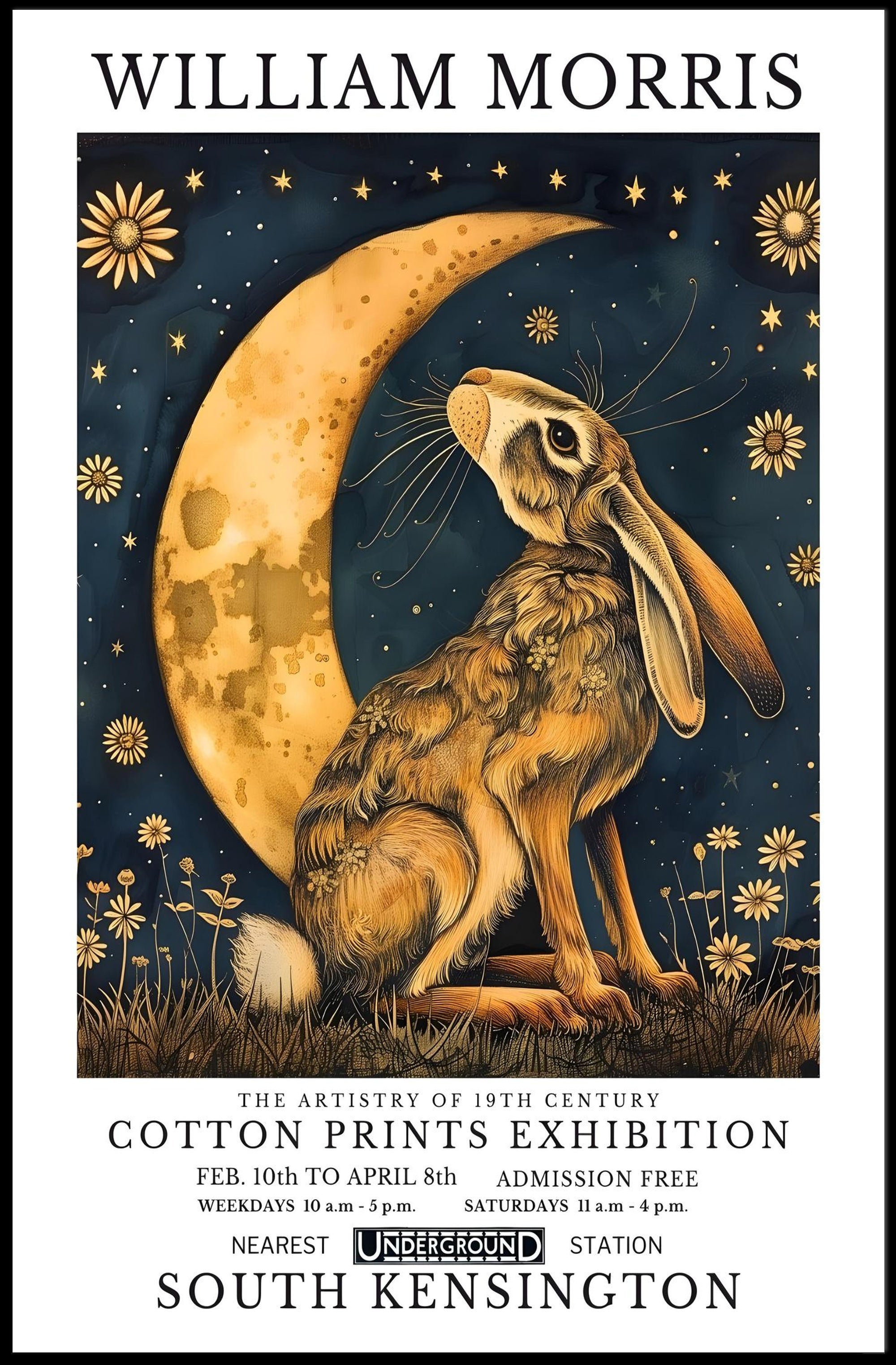 Vintage William Morris Hare Moon Artistic Poster