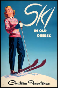 Ski in Old Quebec Vintage Travel Poster PosterGoat