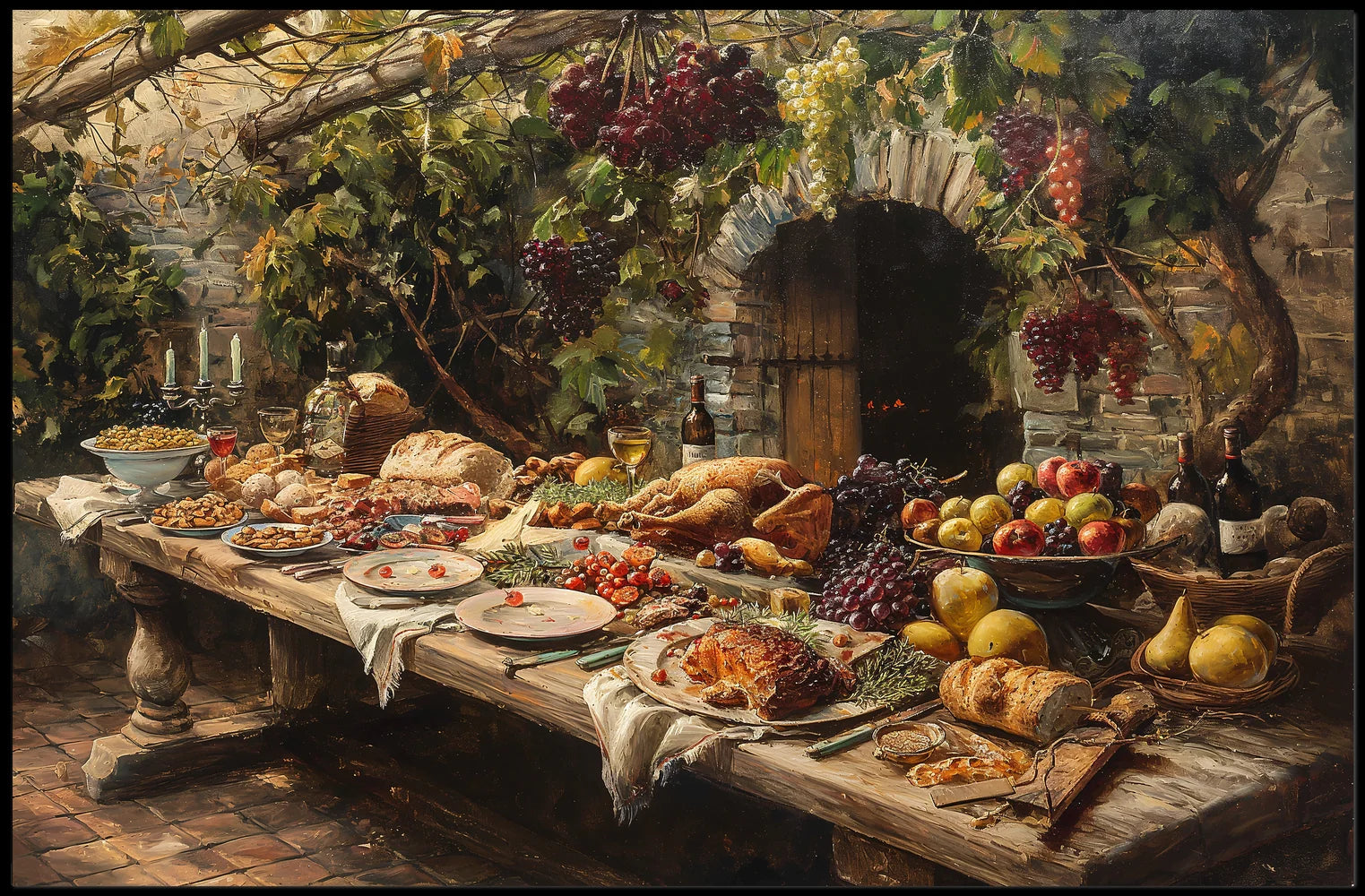 Mediterranean Feast: Rustic Celebration Art Poster