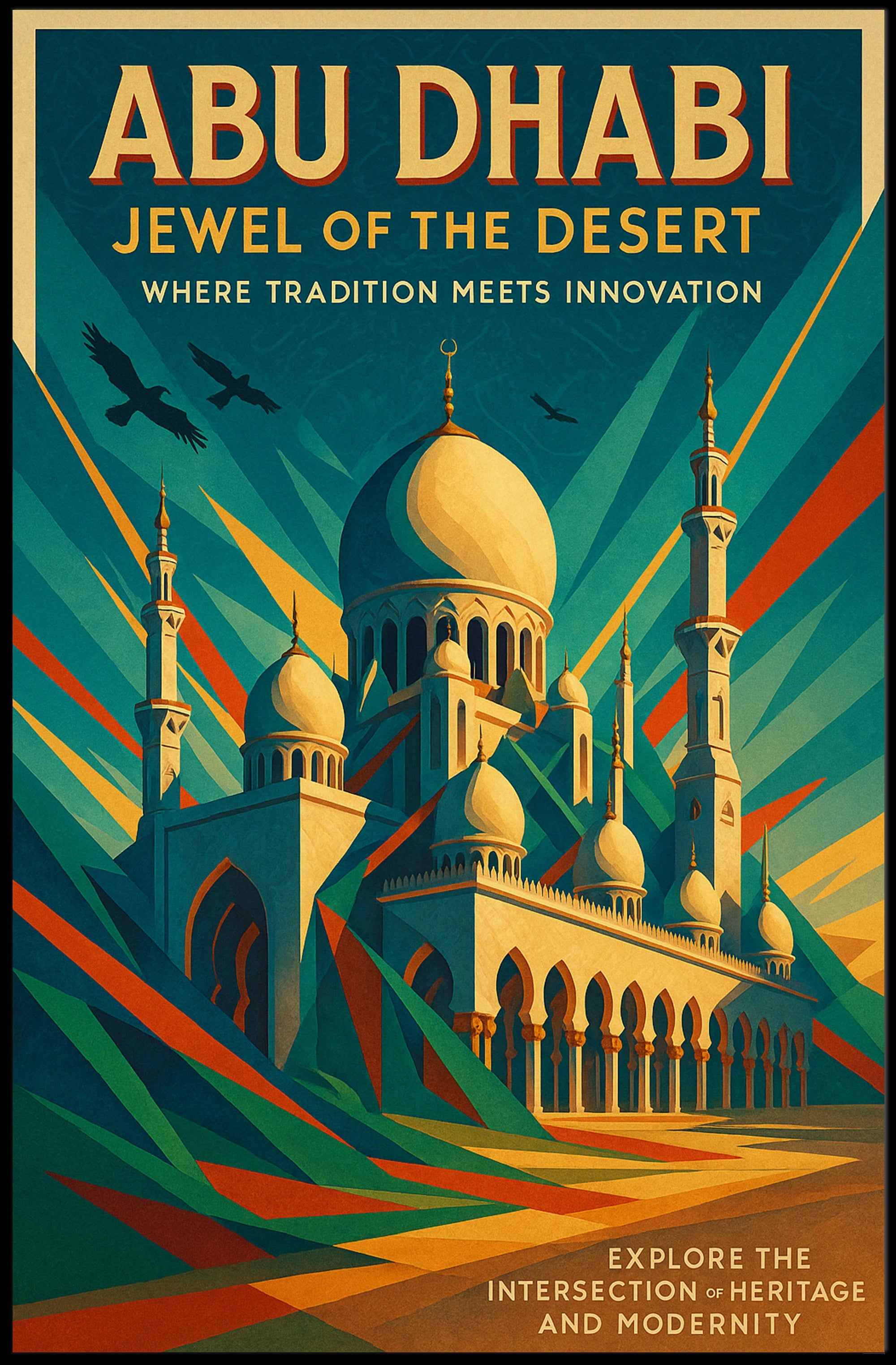 Abu Dhabi Jewel Desert Cityscape Travel Poster